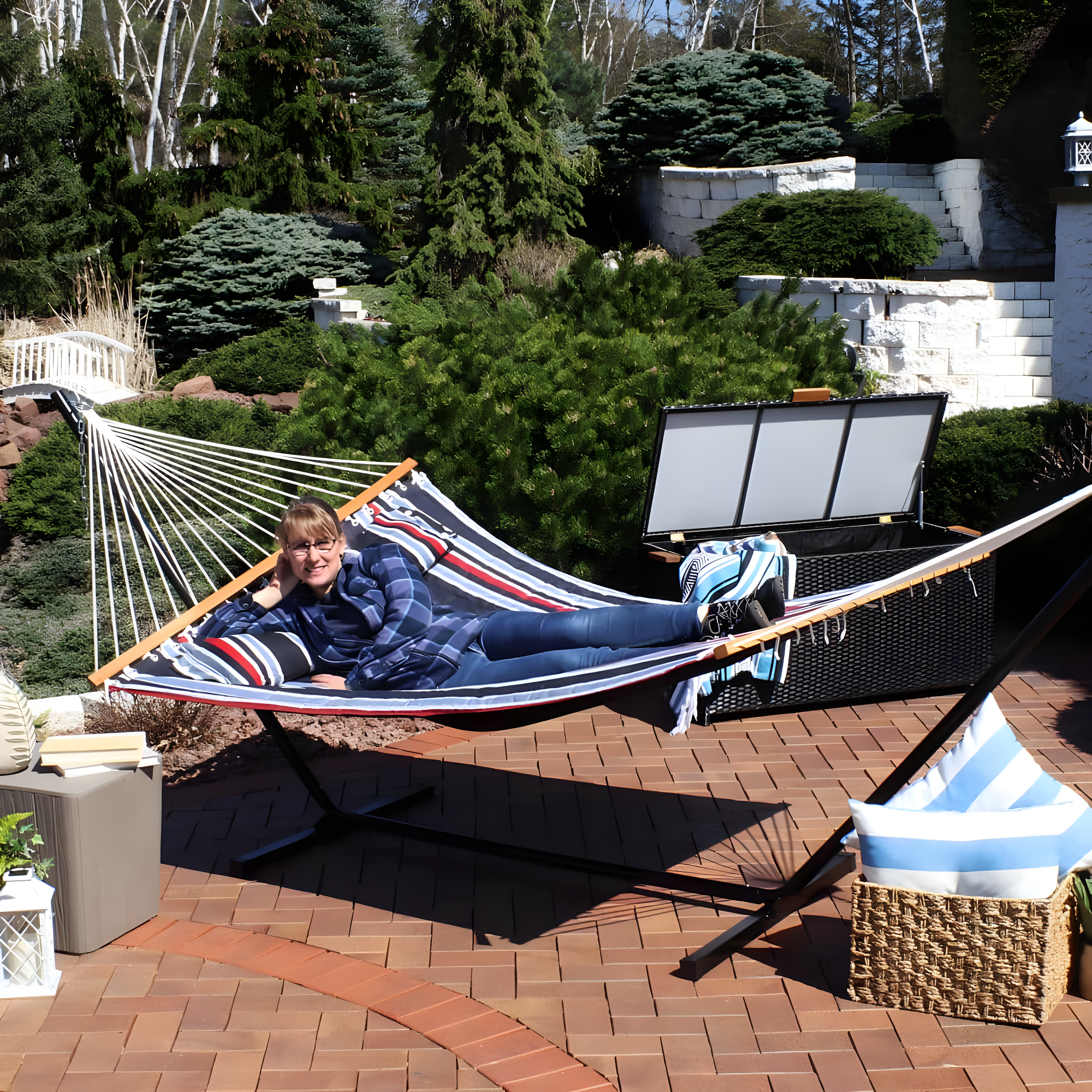 2-Person Quilted Polyester Spreader Bar Hammock