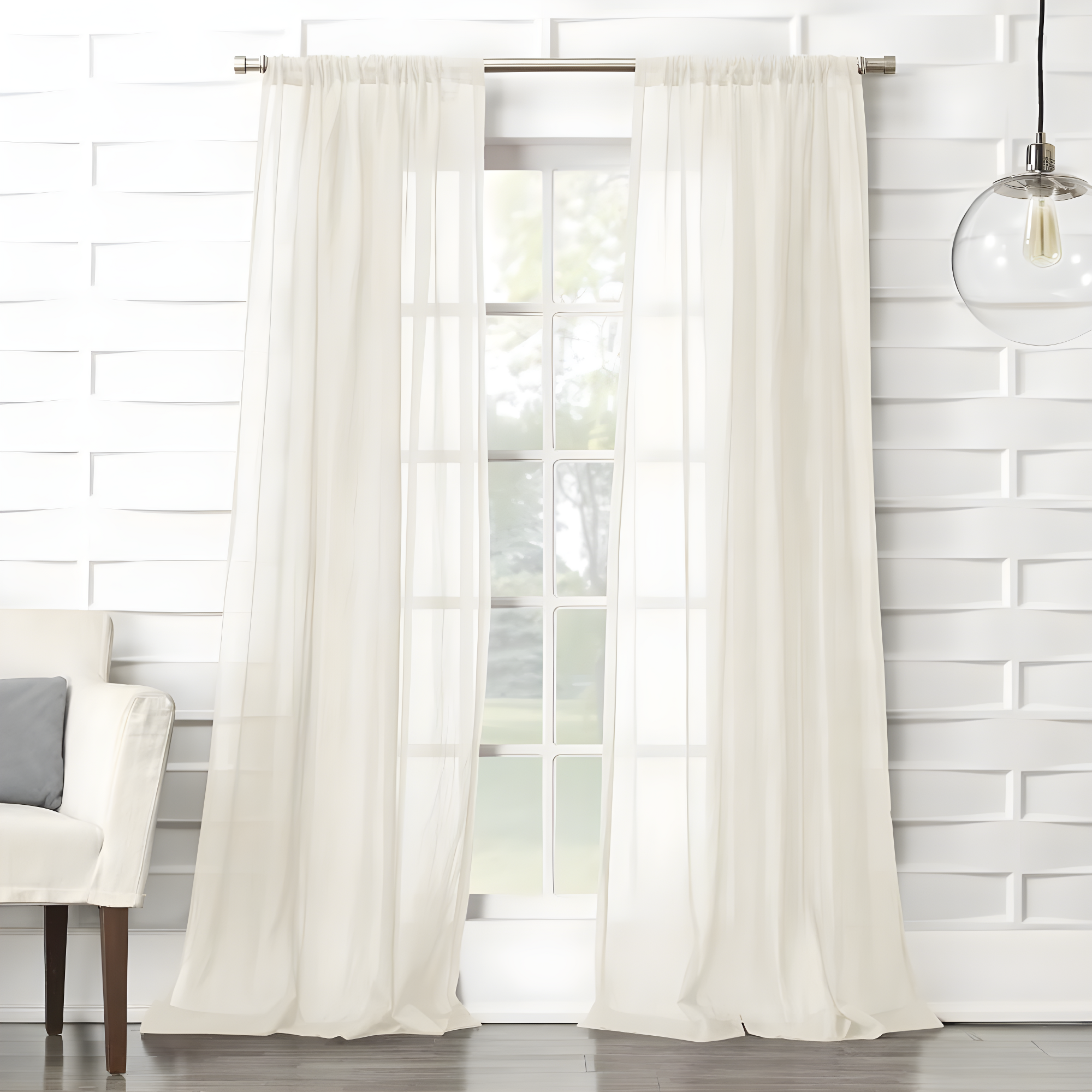 50"x84" No. 918 Sheer Avril Crushed Texture Rod Pocket Curtain Panel Cream: Modern Sheer Curtain Panel, Polyester