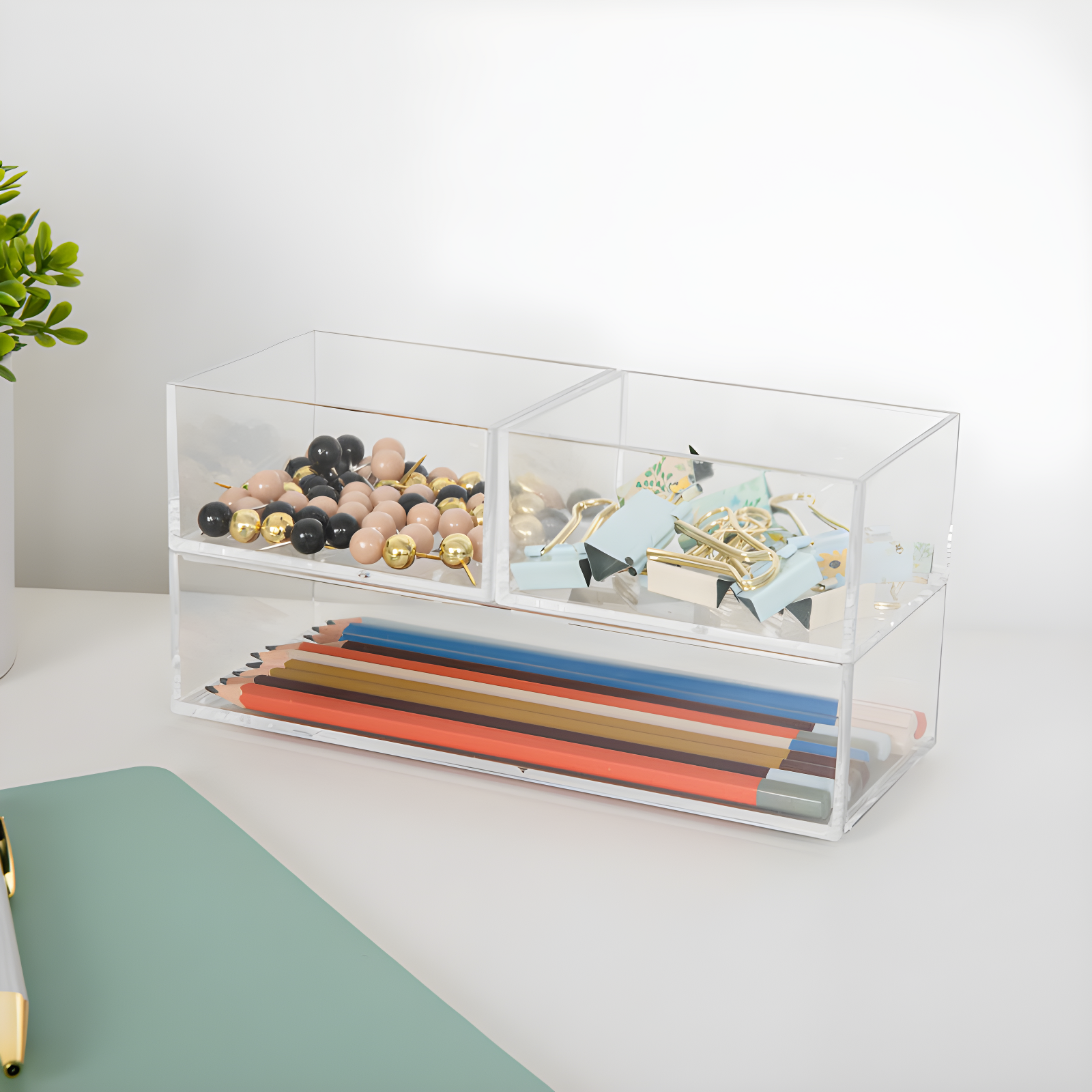 Martha Stewart Thomas Martha Stewart Stack and Slide Plastic Tray Office Desktop Organizers