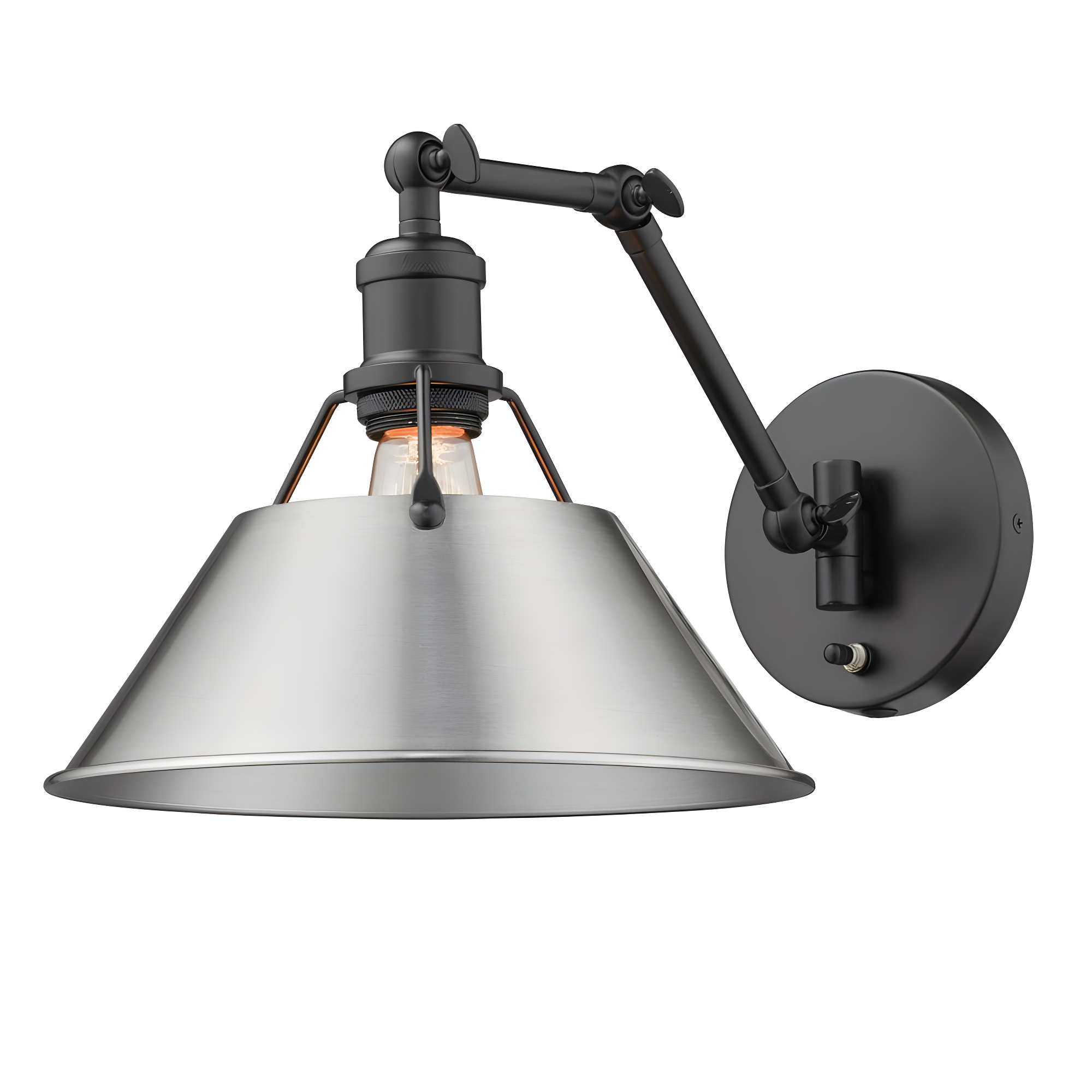 Contemporary Orwell Black Pewter Dimmable Sconce, Plug-In 10"W