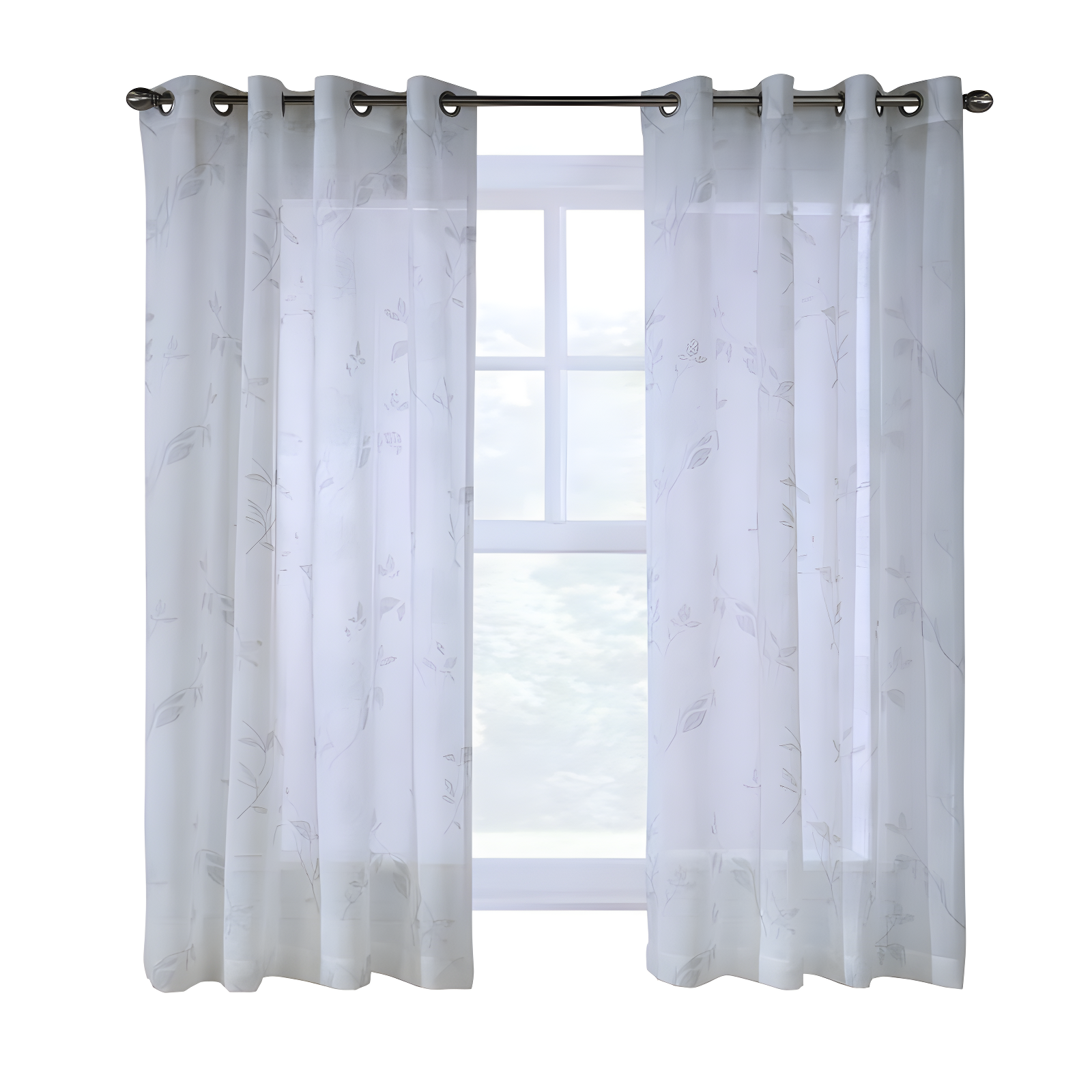 Commonwealth Habitat Triston Window Top Panel With 8 Silver Grommets 1" Side Hems & 3" Bottom Hem - (50"x63") in White Color