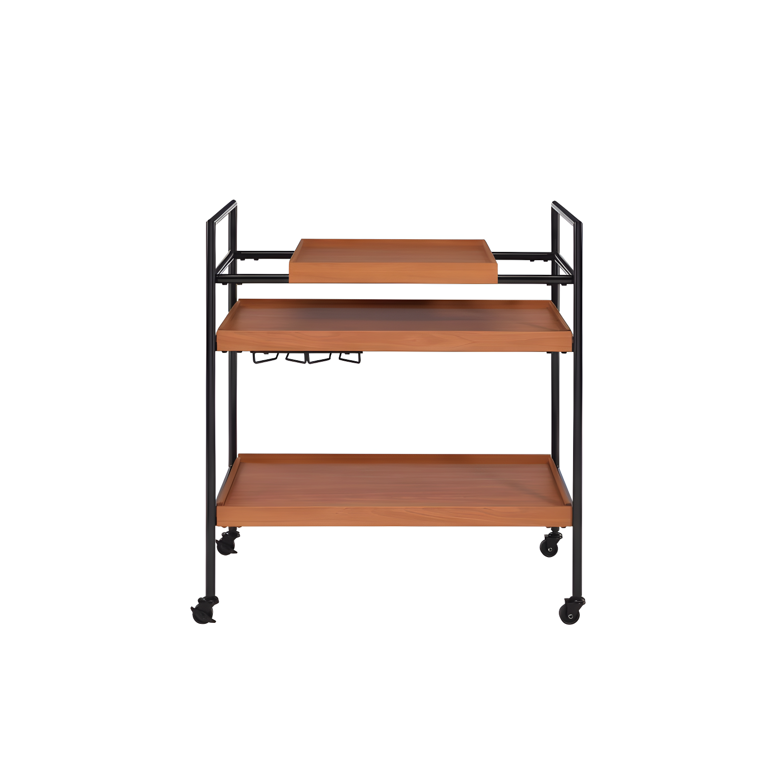 Acme Furniture Oaken Serving Cart Honey Oak/Black: Modern Mobile Beverage & Coffee Station with Casters/Wheels