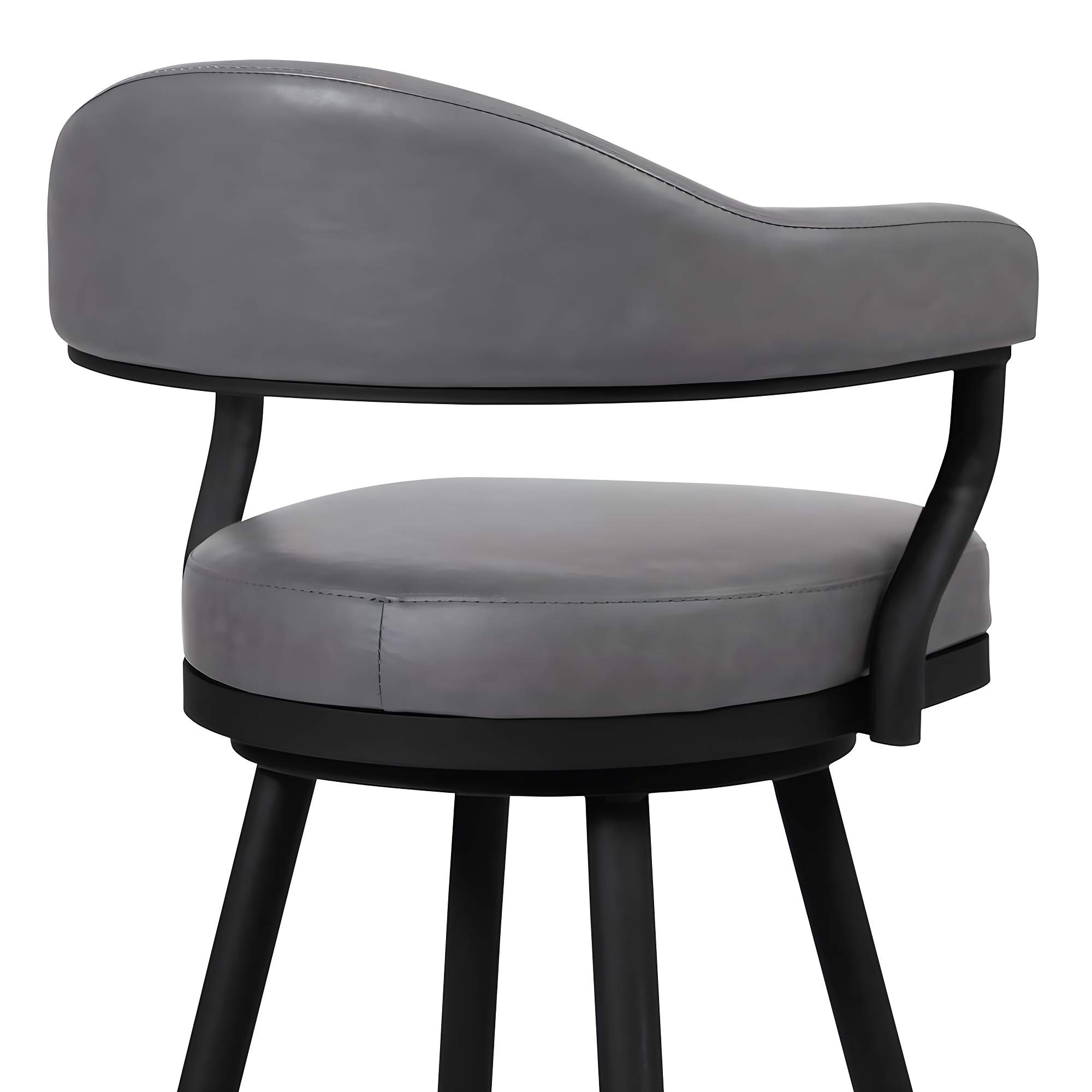 Armen Living Indoor Amador 30" Bar Height Barstool in a Black Powder Coated Finish and Vintage Gray Faux Leather