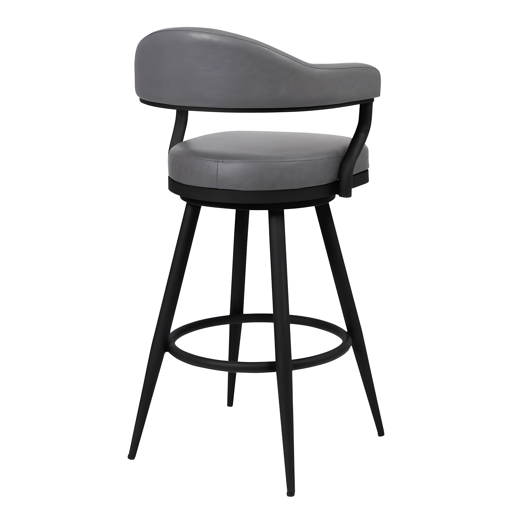 Armen Living Indoor Amador 30" Bar Height Barstool in a Black Powder Coated Finish and Vintage Gray Faux Leather