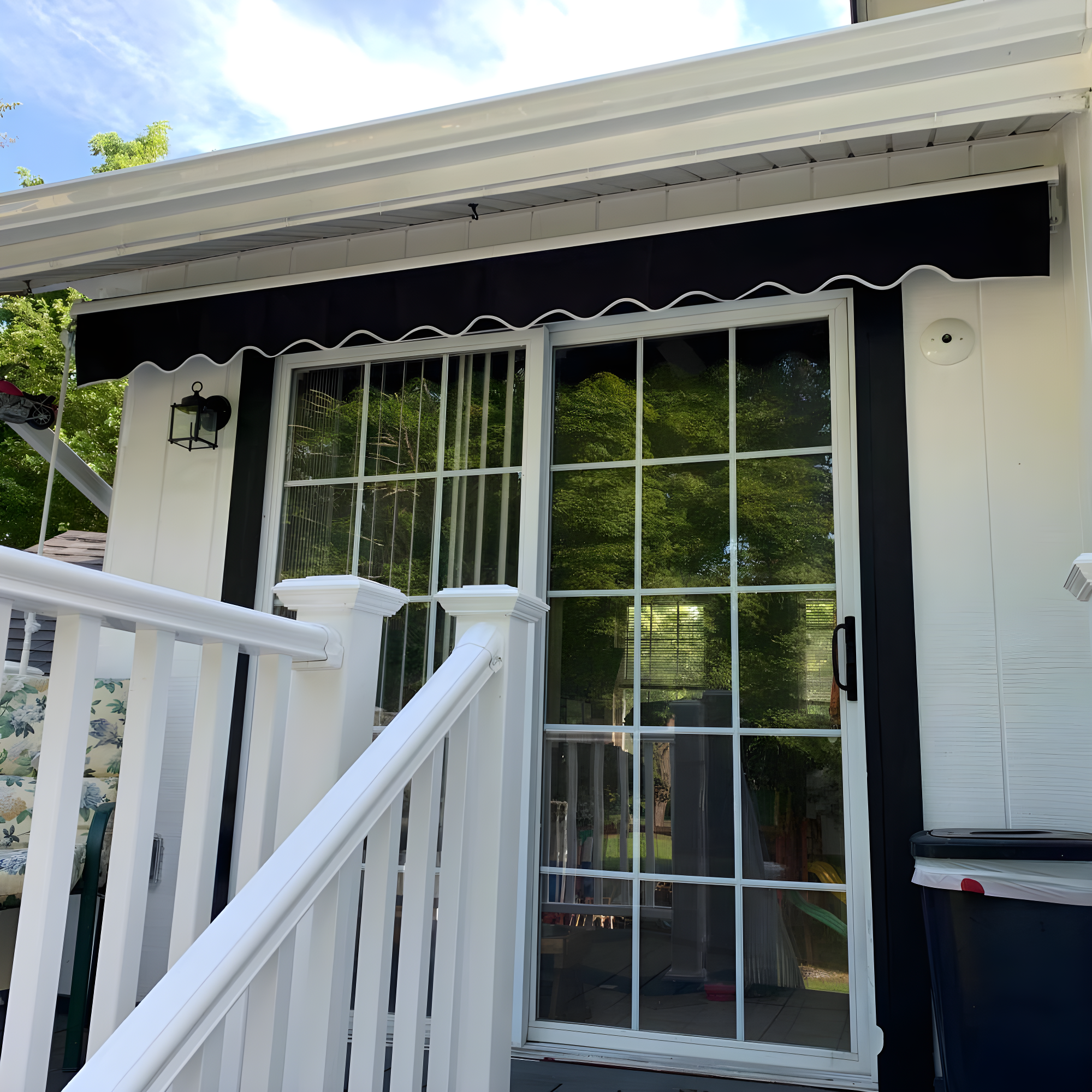 Motorized Retractable White Frame Patio Awning