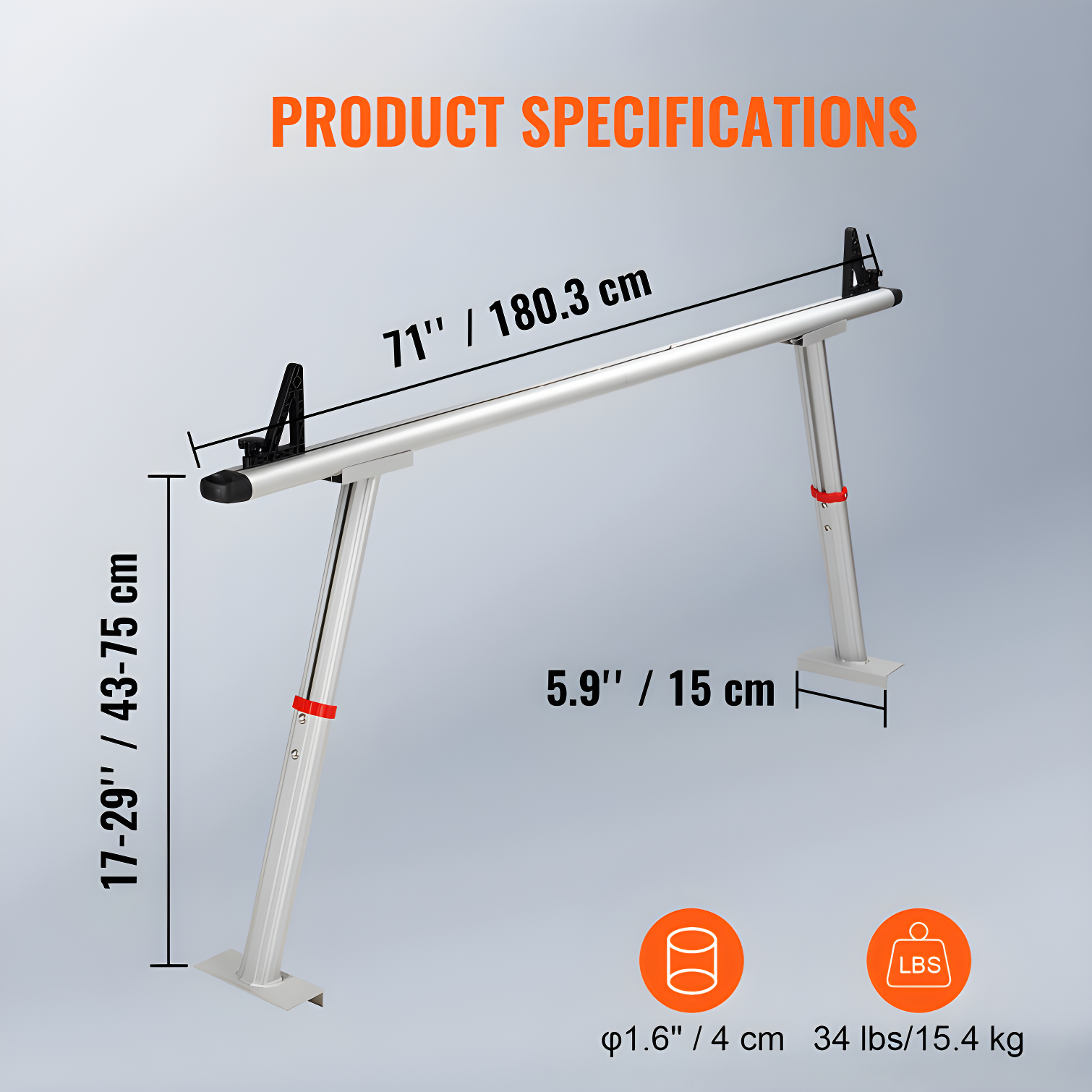 VEVOR 71'' W Aluminum Height -Adjustable Add-On Unit (Set of 2)