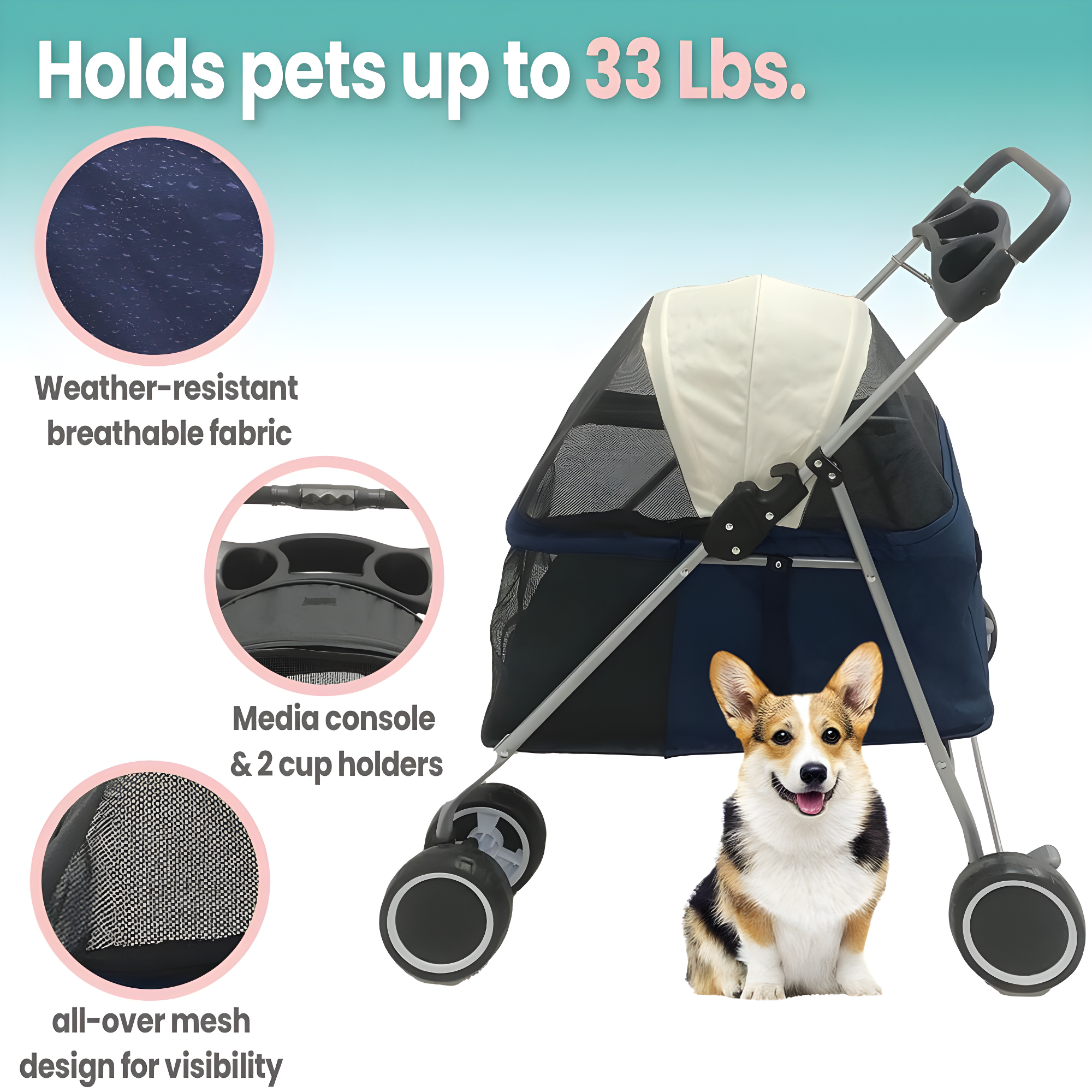 Foldable Pet Jogger Stroller