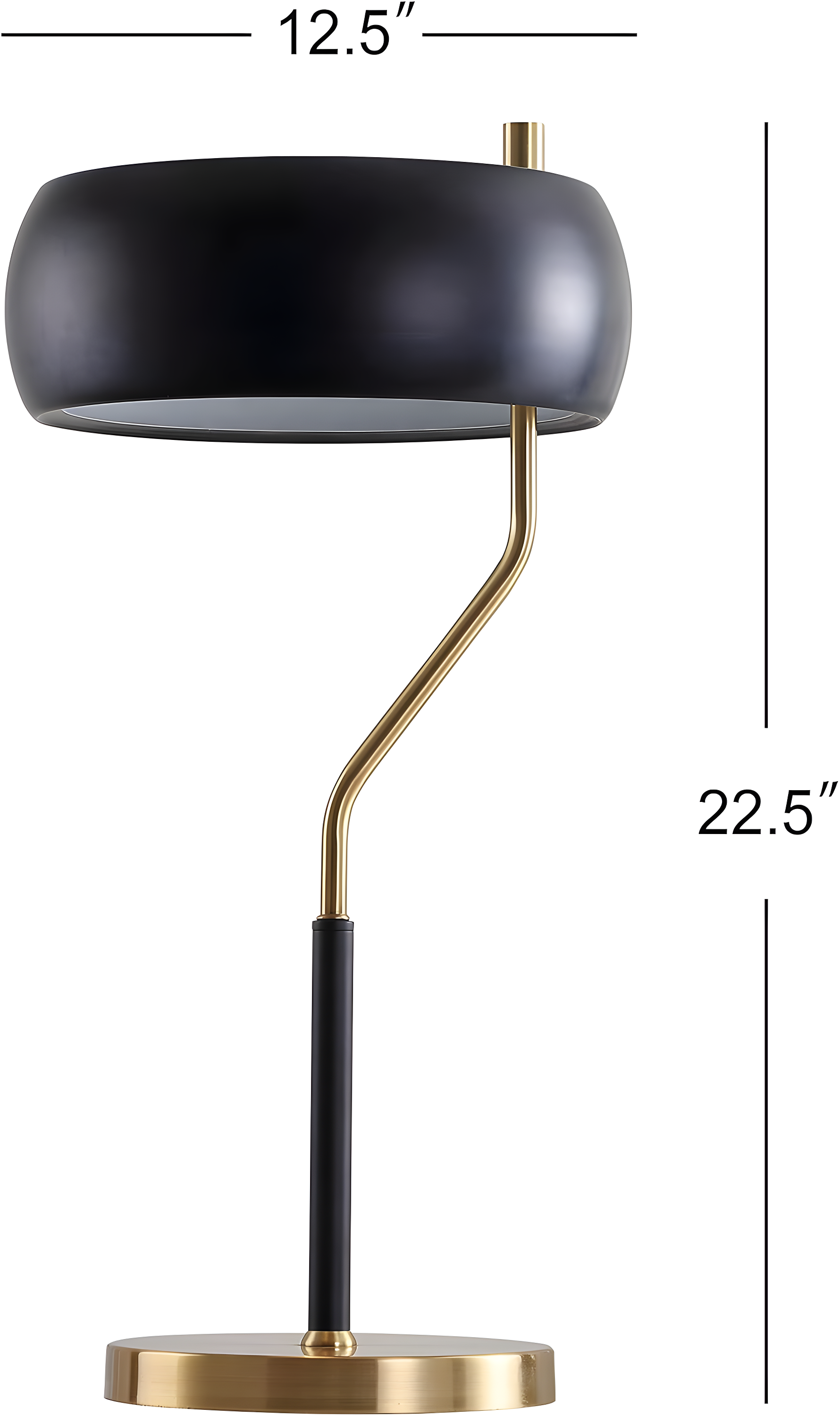 22.5" Oskar Moody Metal Desk Lamp Black/Gold (Includes LED Light Bulb) - JONATHAN Y: Modern Accent with Rotary Switch