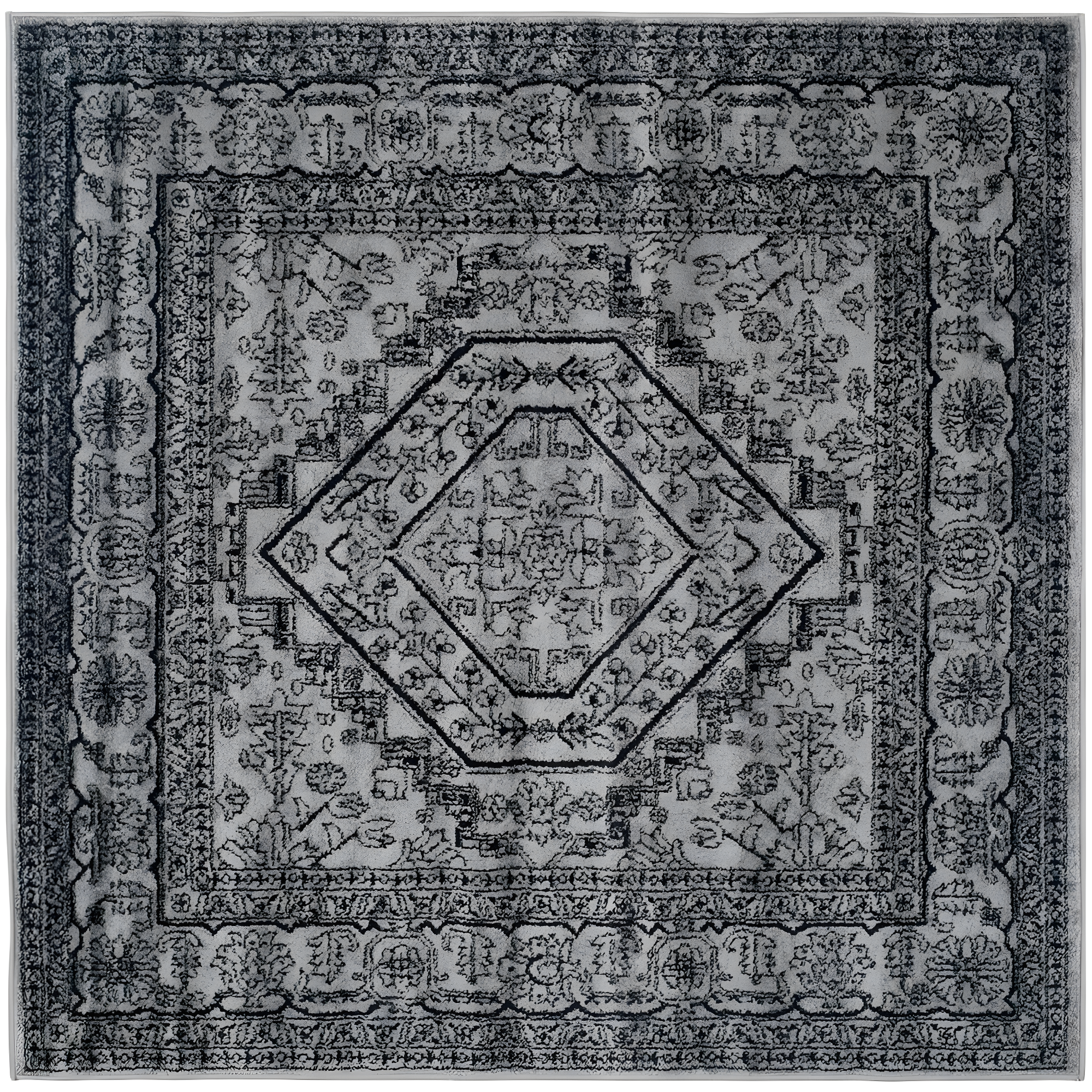 Adirondack ADR108 Power Loomed Area Rug - Silver/Black - 10'x10' - Safavieh.