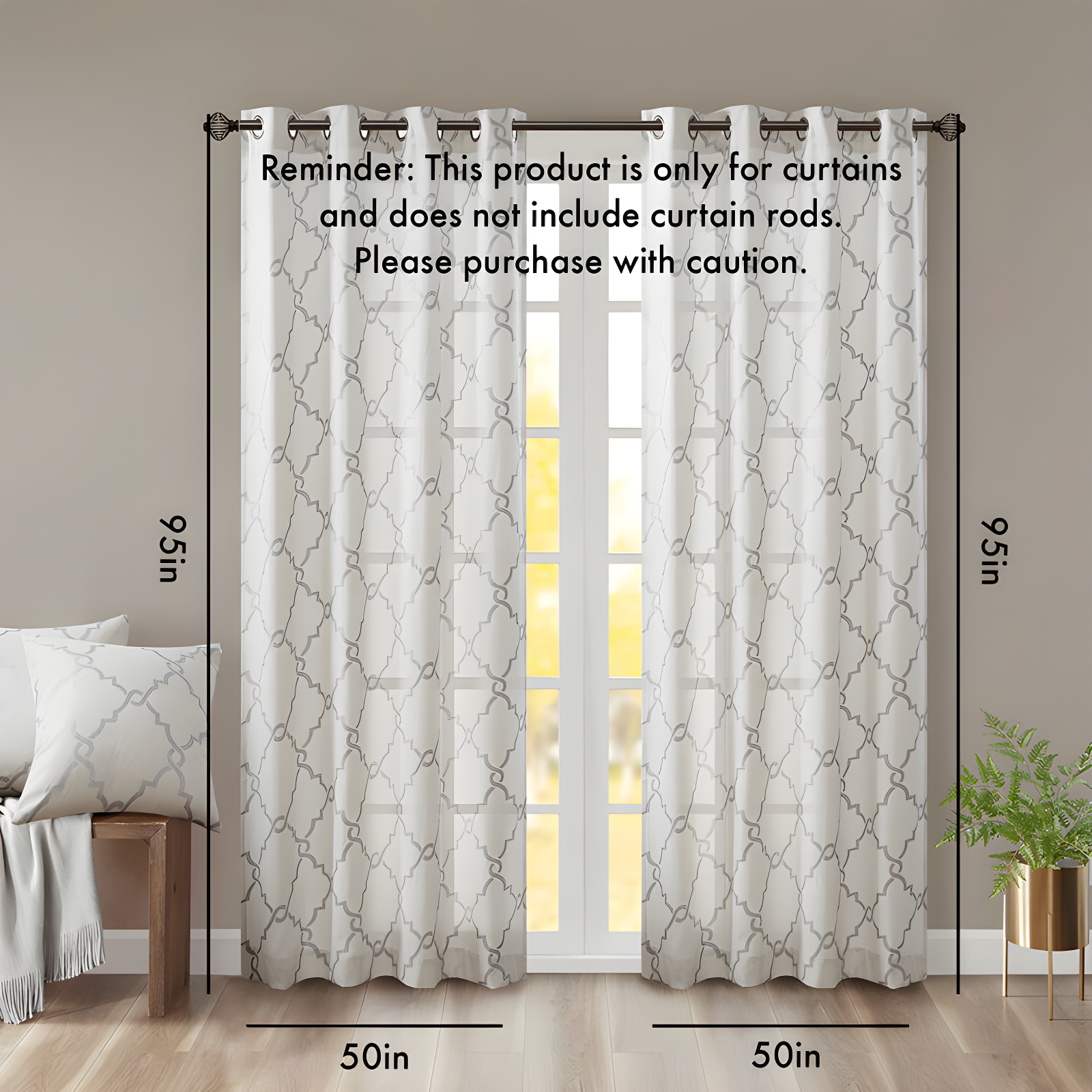 Madison Park Fretwork Print Grommet Top Single Window Curtain Panel