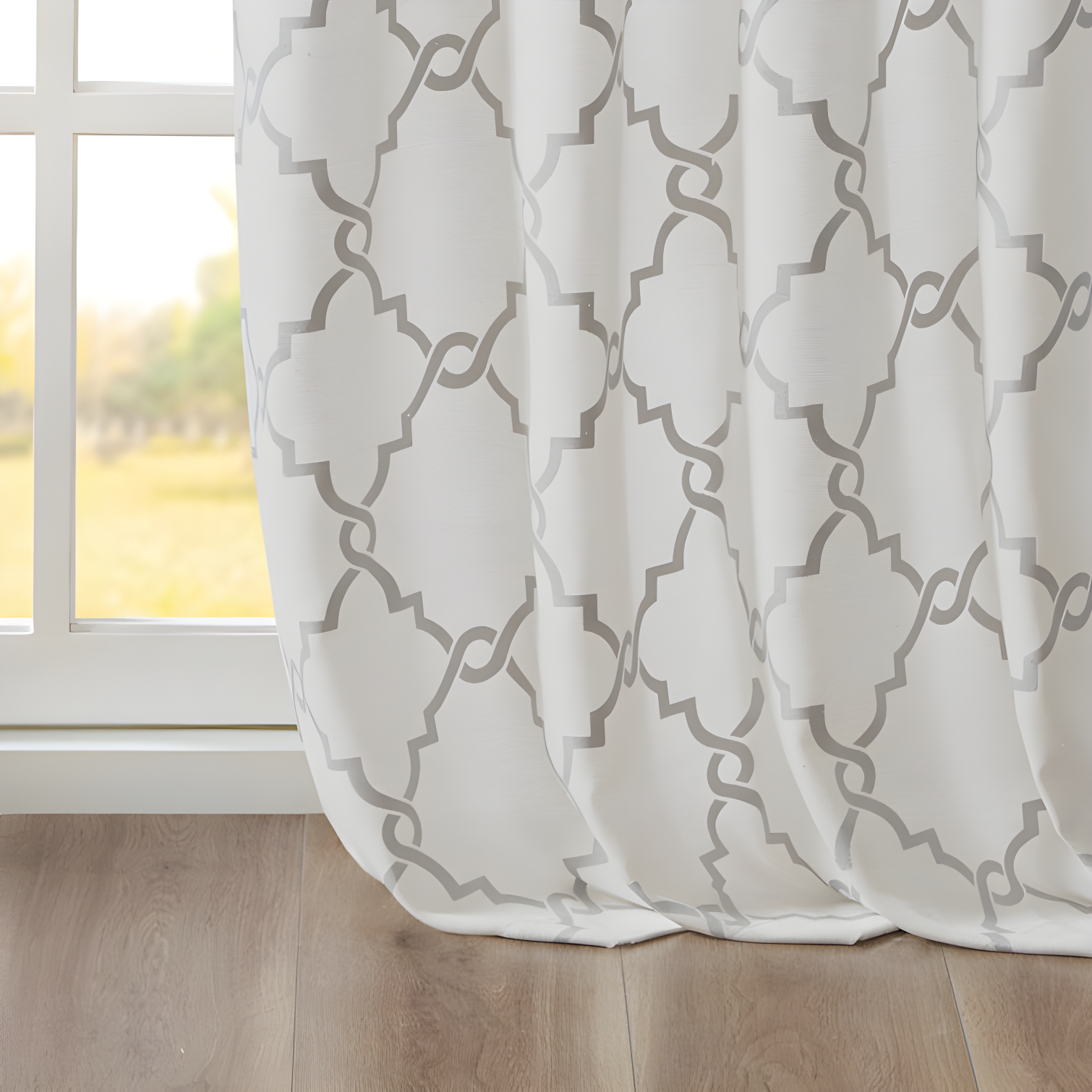 Madison Park Fretwork Print Grommet Top Single Window Curtain Panel