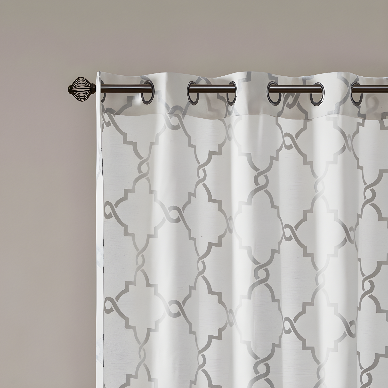 Madison Park Fretwork Print Grommet Top Single Window Curtain Panel