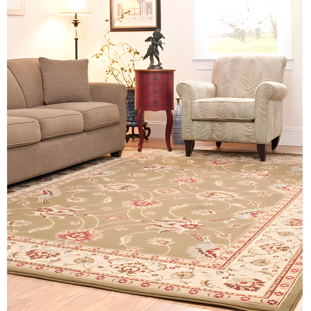Lyndhurst LNH553 Power Loomed Area Rug - Green/Ivory - 8'9"x12' - Safavieh.