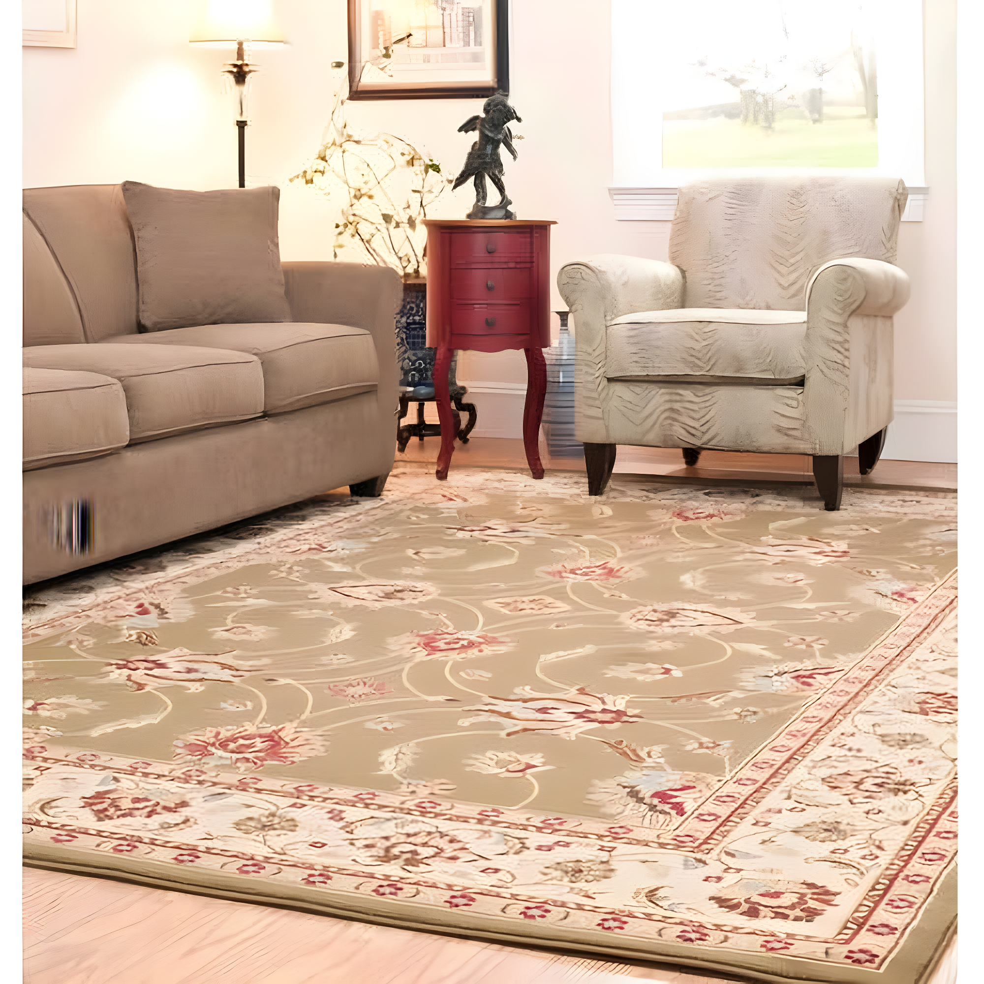 Lyndhurst LNH553 Power Loomed Area Rug - Green/Ivory - 8'9"x12' - Safavieh.