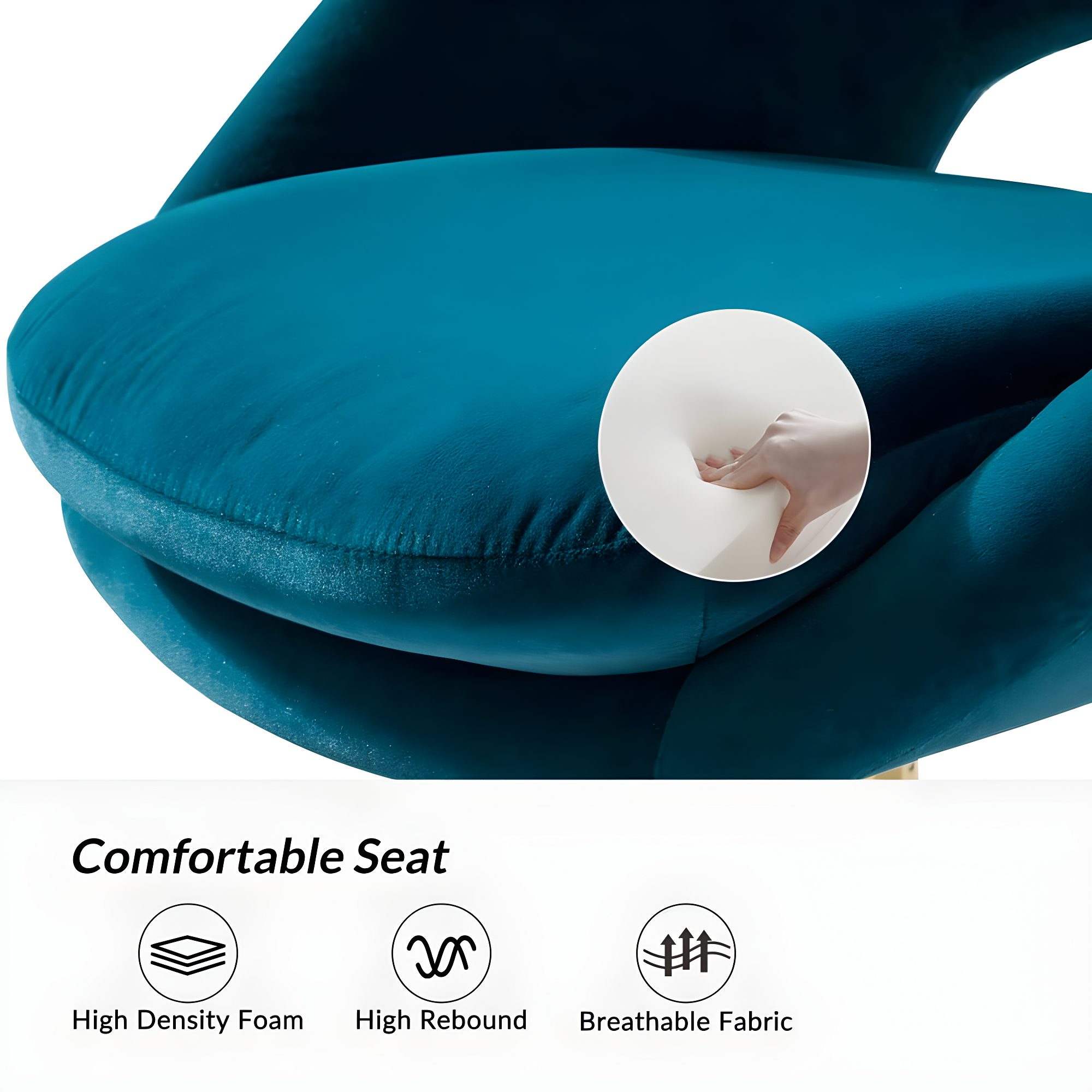Modern Velvet Office Desk Chair Adjustable Swivel Upholstered Open Back Living Room Vanity Teal