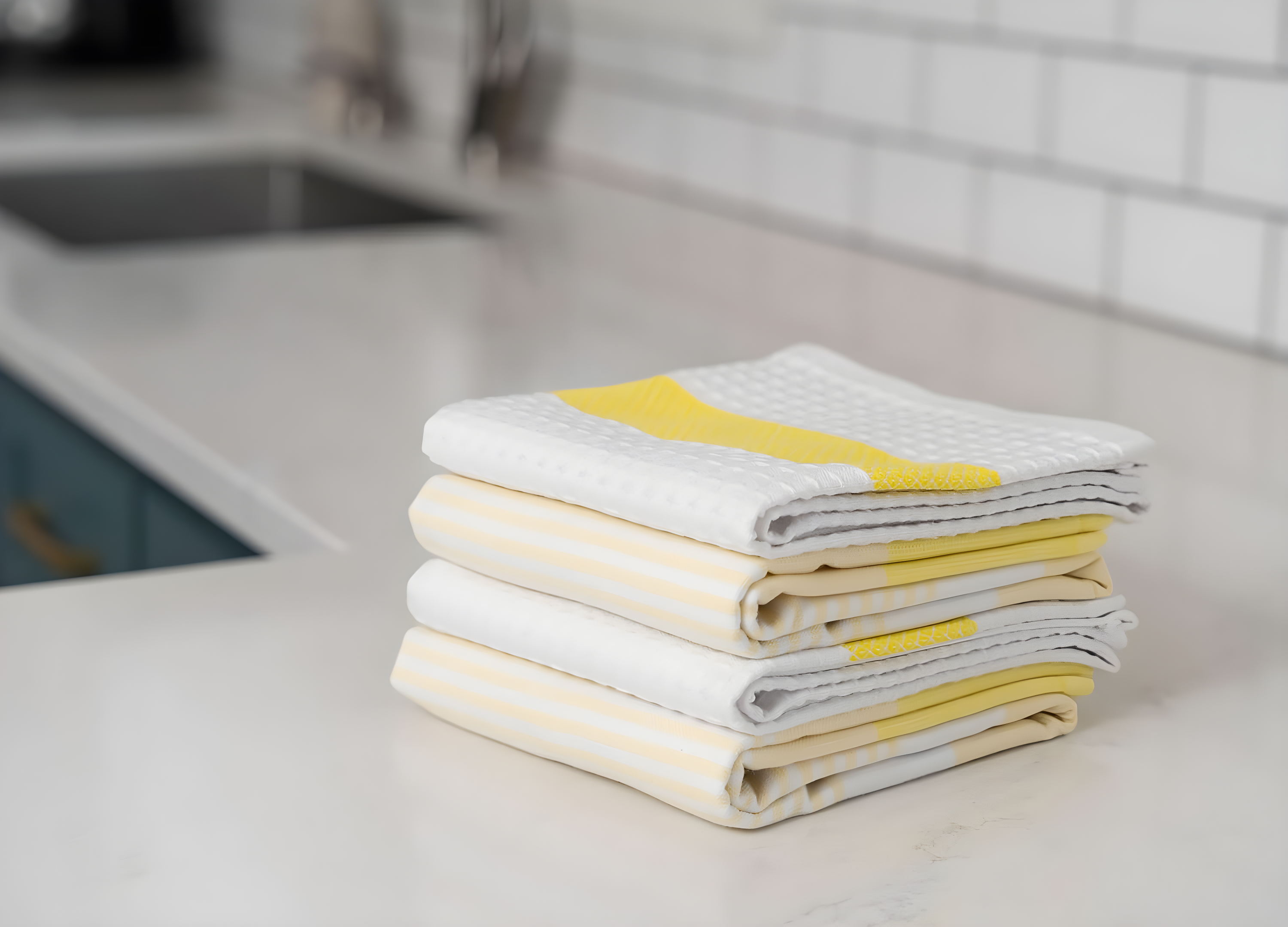 KAF Home Madison Set of 4 Absorbent, Durable and Soft Kitchen Towels | 18" x 28"  - Sunshine