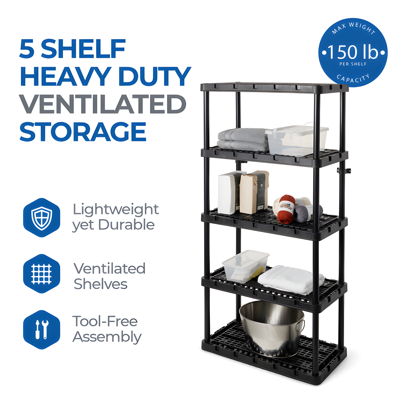 36'' W Plastic Shelving Unit