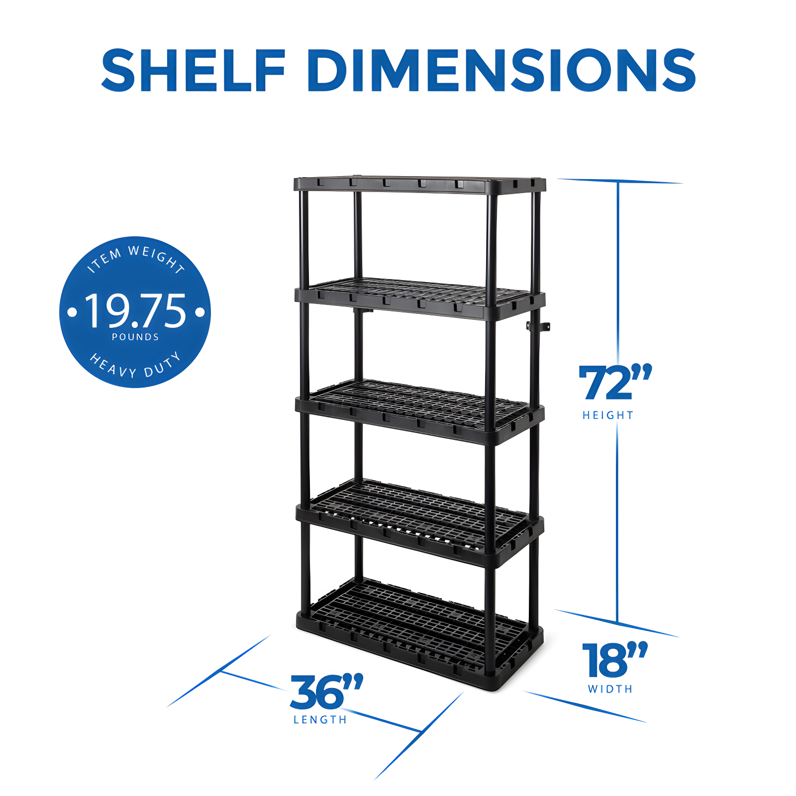 36'' W Plastic Shelving Unit