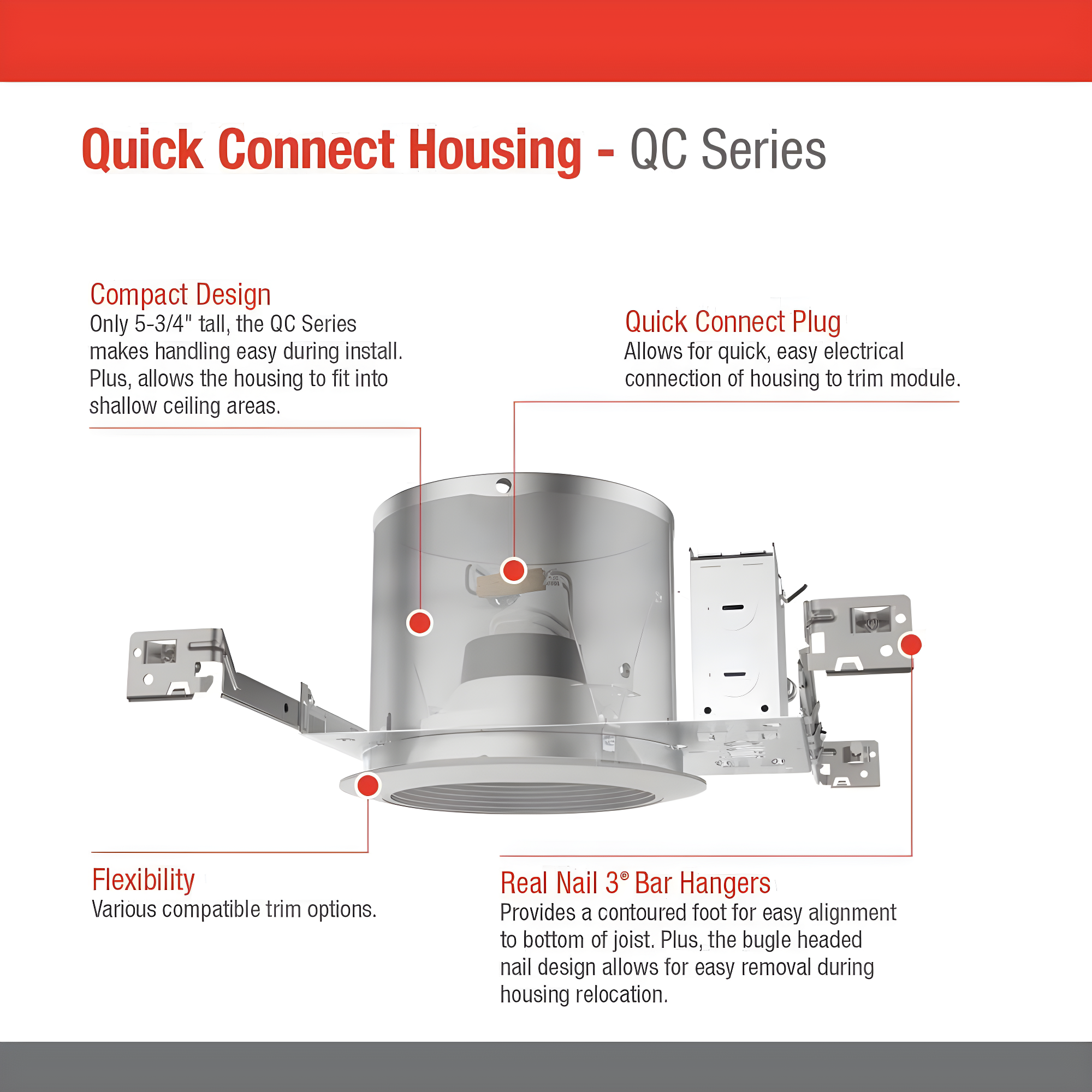Air-Tight 4'' Recessed Lighting Housing for New Construction