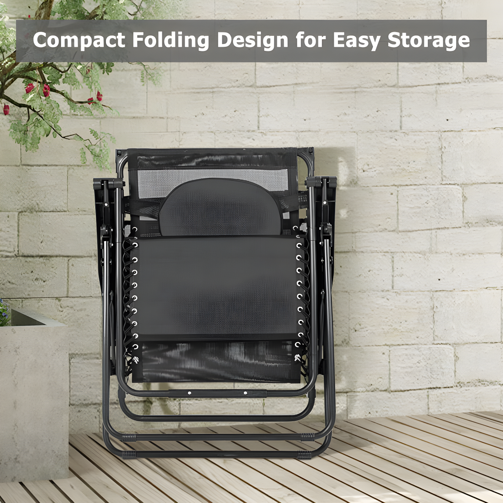 Arlmont & Co. Outdoor Folding Recliner Lounge Chair with Shade Canopy And Cup Holder