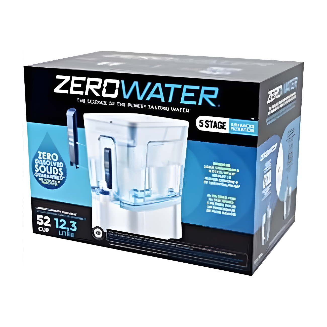 Orblue 52-Cup 5-Stage Water Filter Pitcher Dispenser With 5-Stage 0 TDS Zero Water Filter – IAPMO Certified To Reduce Metals, Chlorine, Lead, Chromium, And Forever Chemicals PFOA/PFOS