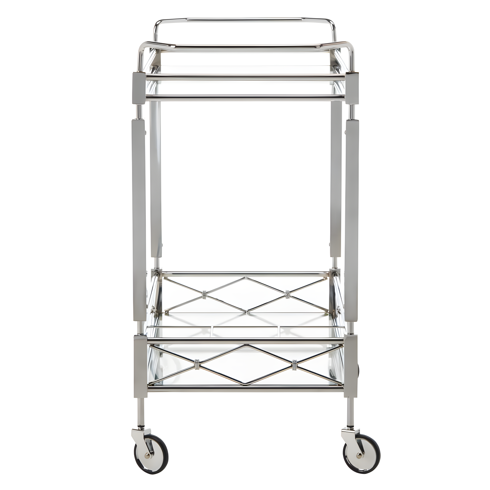 Ingrid 2 Tier Bar Cart - BCT8000A - Chrome/Glass - Safavieh