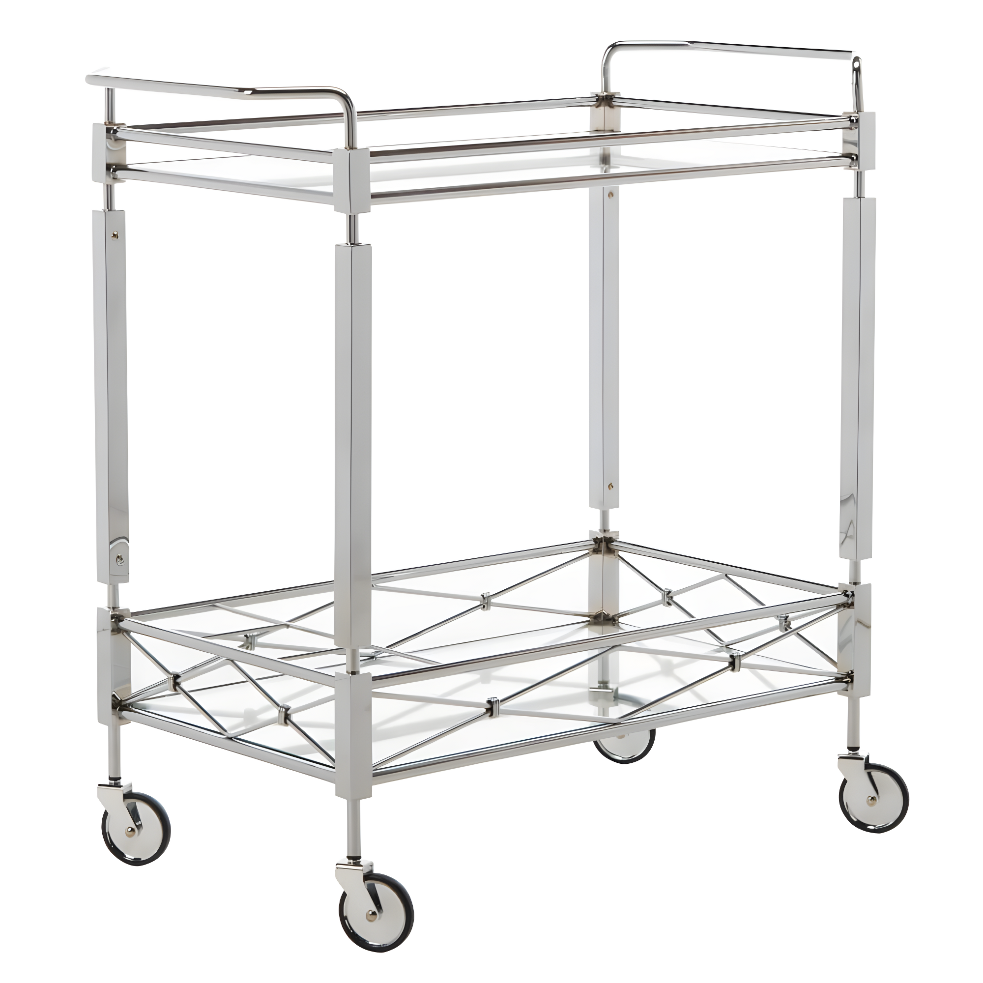 Ingrid 2 Tier Bar Cart - BCT8000A - Chrome/Glass - Safavieh