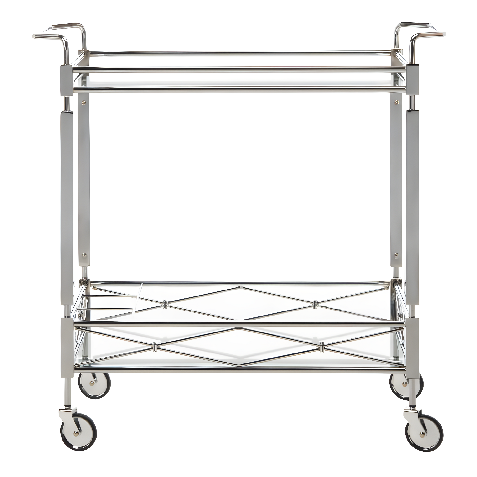 Ingrid 2 Tier Bar Cart - BCT8000A - Chrome/Glass - Safavieh