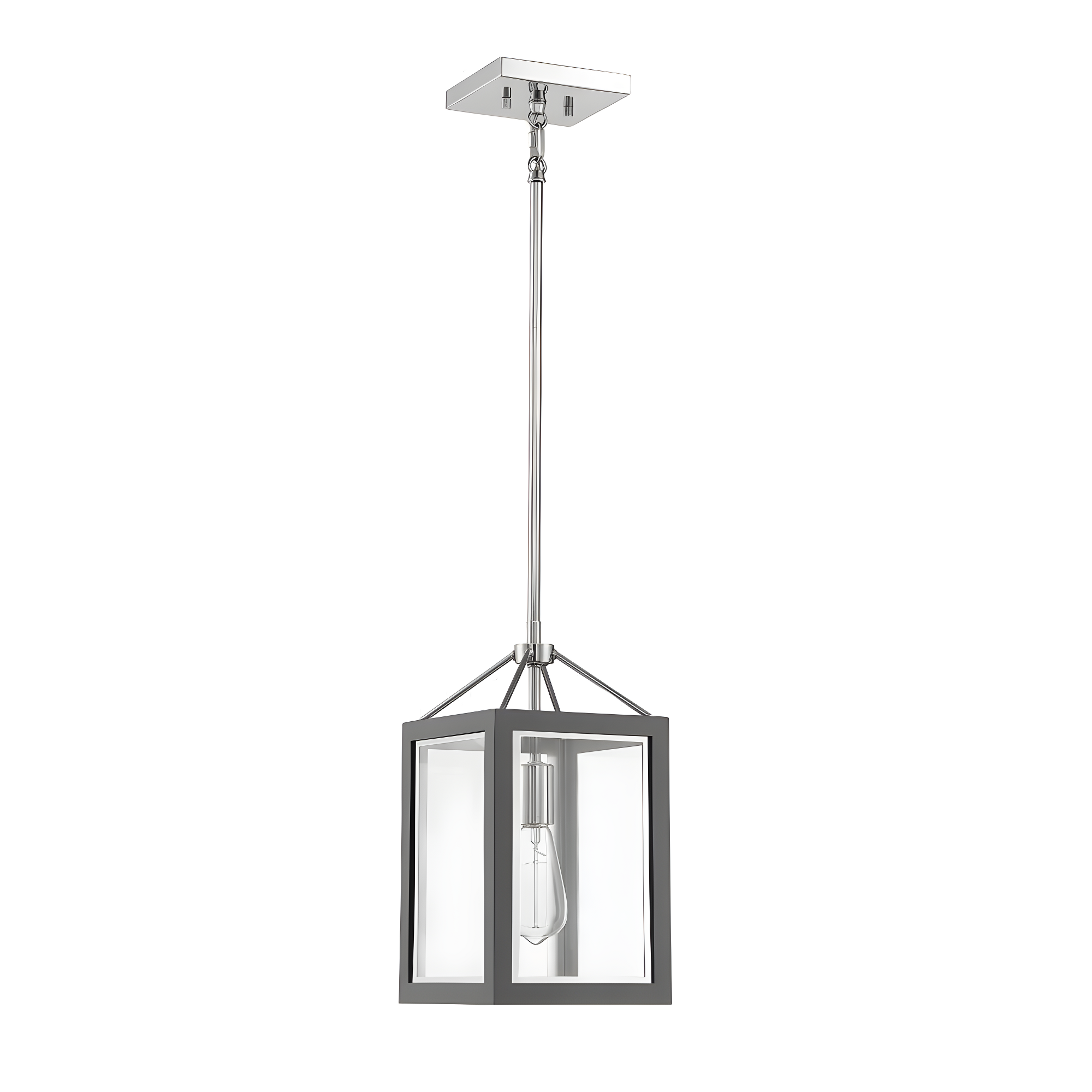 Carlton 1-Light Gray with Polished Nickel Accents Shaded Pendant Light