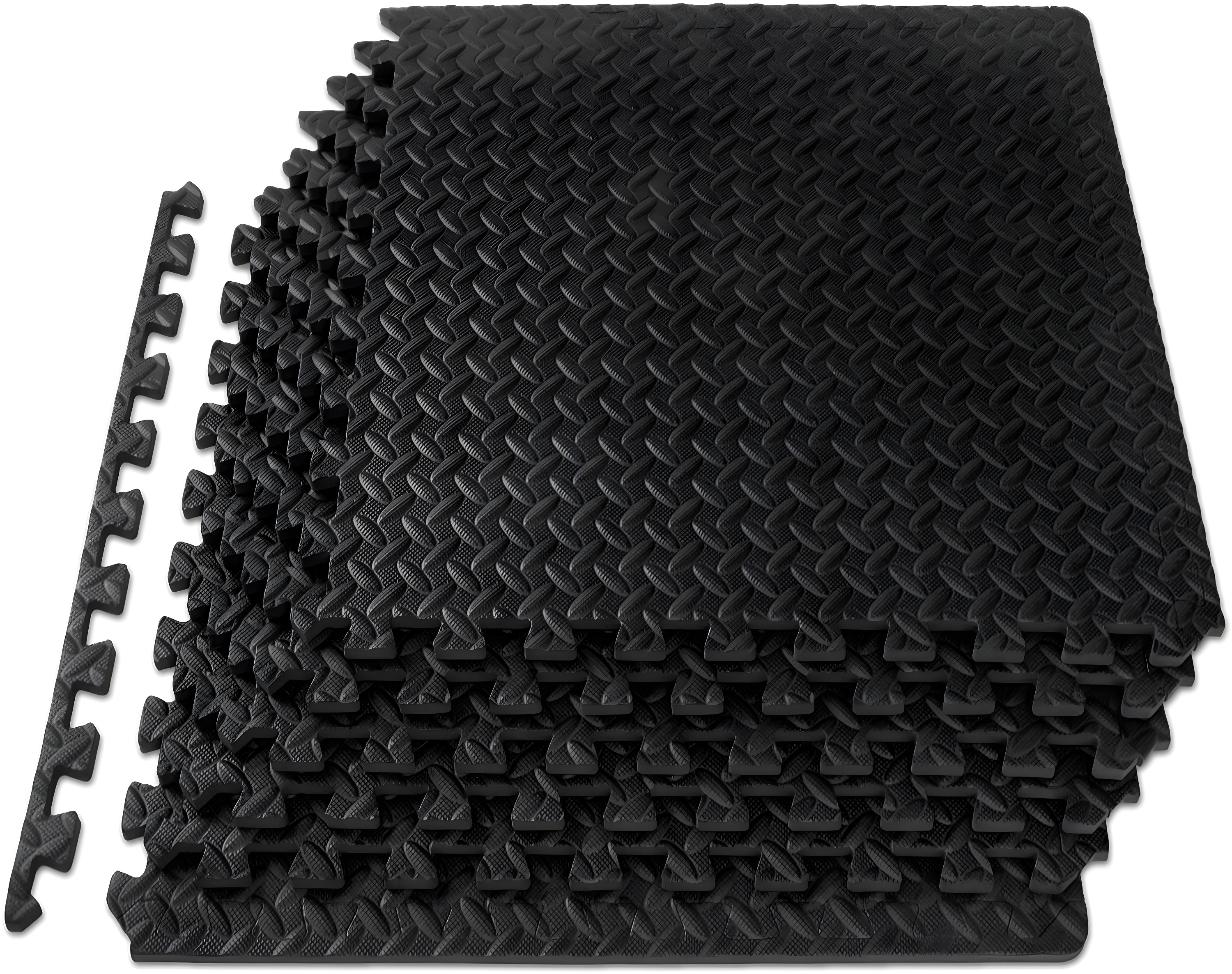 Exercise Puzzle Mat 1/2-in, Black, 24 Sq Ft - 6 Tiles