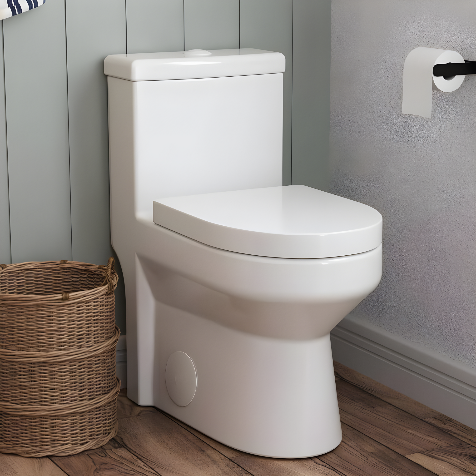 DeerValley DeerValley Liberty Compact Toilets One-Piece Toilet With High-Efficiency Flush Round Toilet for Space-Saving Floor Mounted (Seat Included) DV-1F52812-WHITE