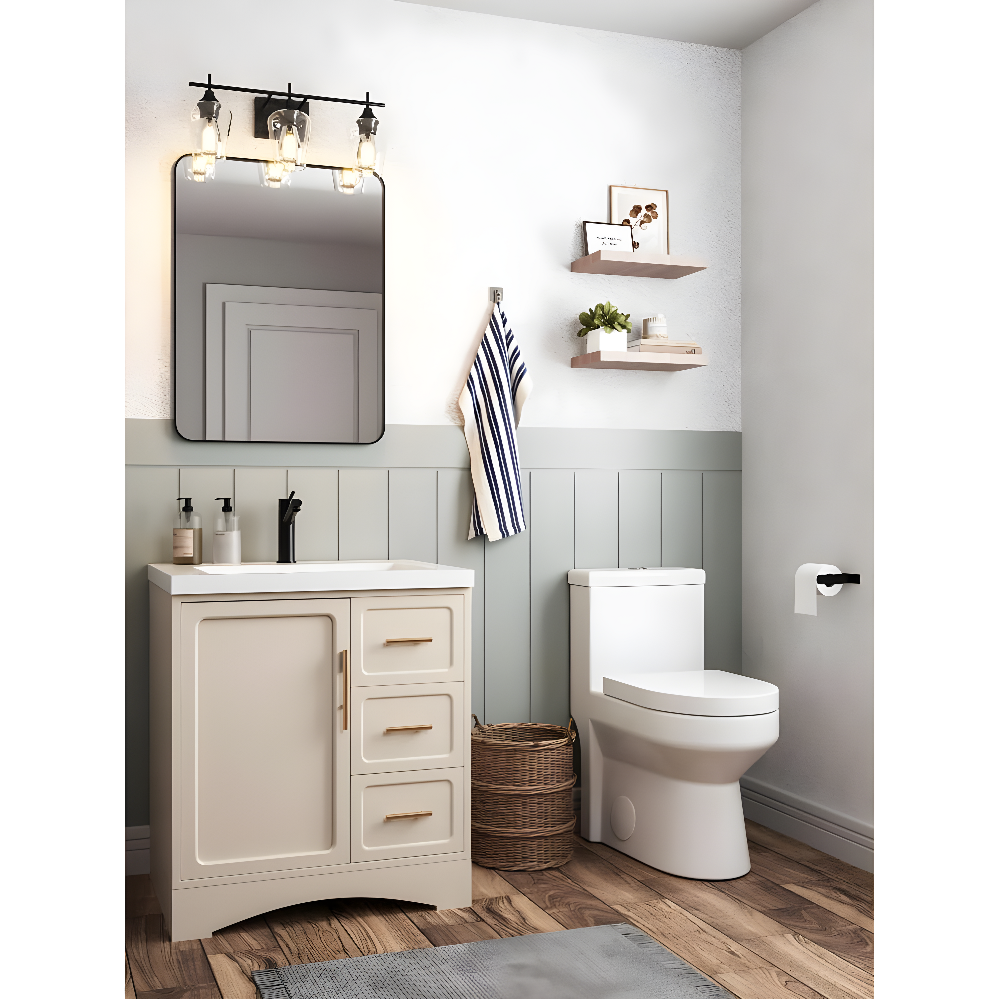 DeerValley DeerValley Liberty Compact Toilets One-Piece Toilet With High-Efficiency Flush Round Toilet for Space-Saving Floor Mounted (Seat Included) DV-1F52812-WHITE