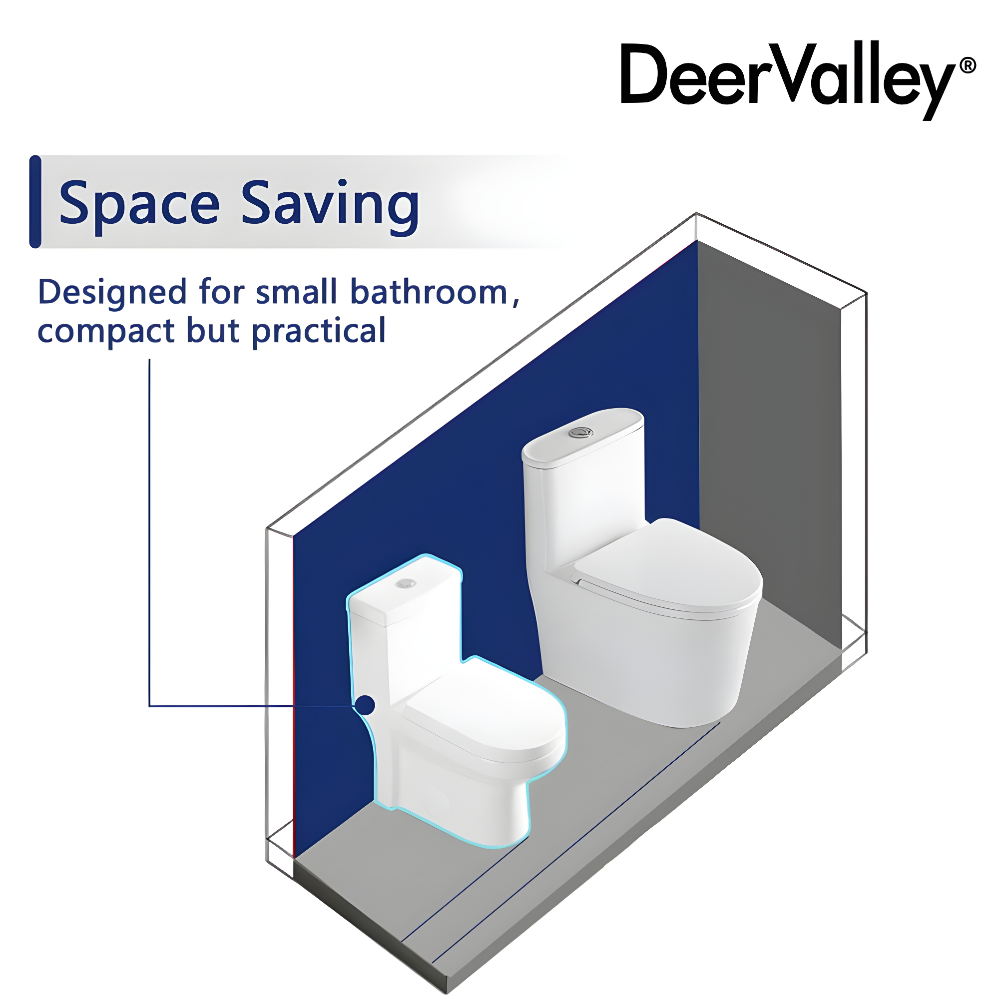 DeerValley DeerValley Liberty Compact Toilets One-Piece Toilet With High-Efficiency Flush Round Toilet for Space-Saving Floor Mounted (Seat Included) DV-1F52812-WHITE