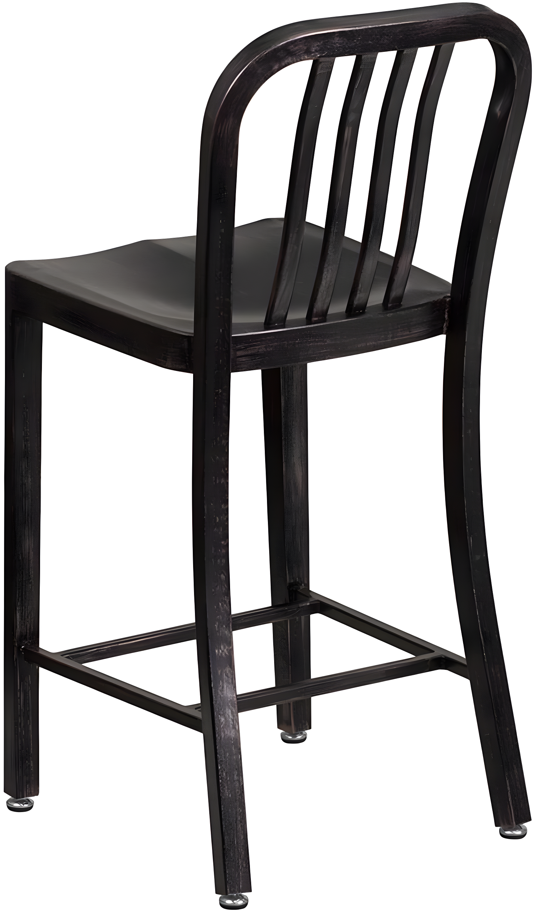 Flash Furniture Commercial Grade 24" High Black-Antique Gold Metal Indoor-Outdoor Counter Height Stool with Vertical Slat Back