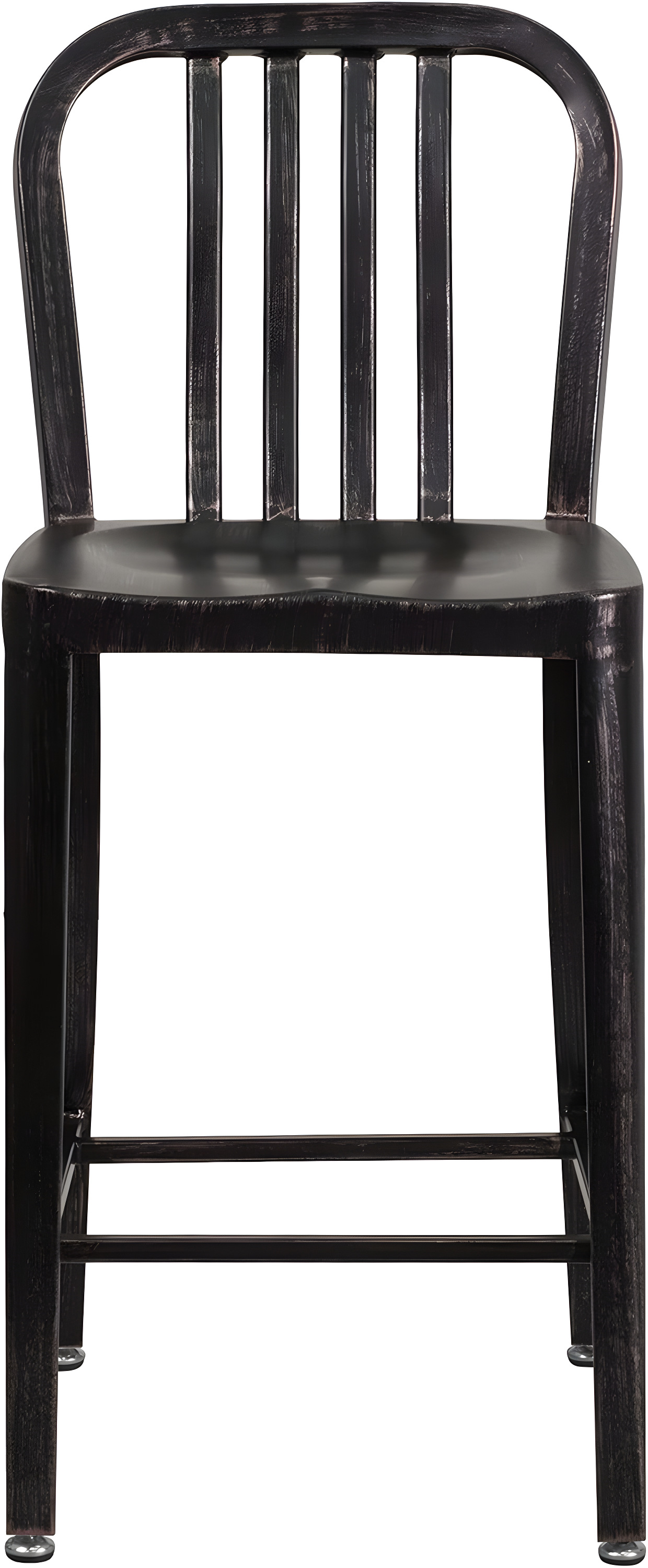 Flash Furniture Commercial Grade 24" High Black-Antique Gold Metal Indoor-Outdoor Counter Height Stool with Vertical Slat Back