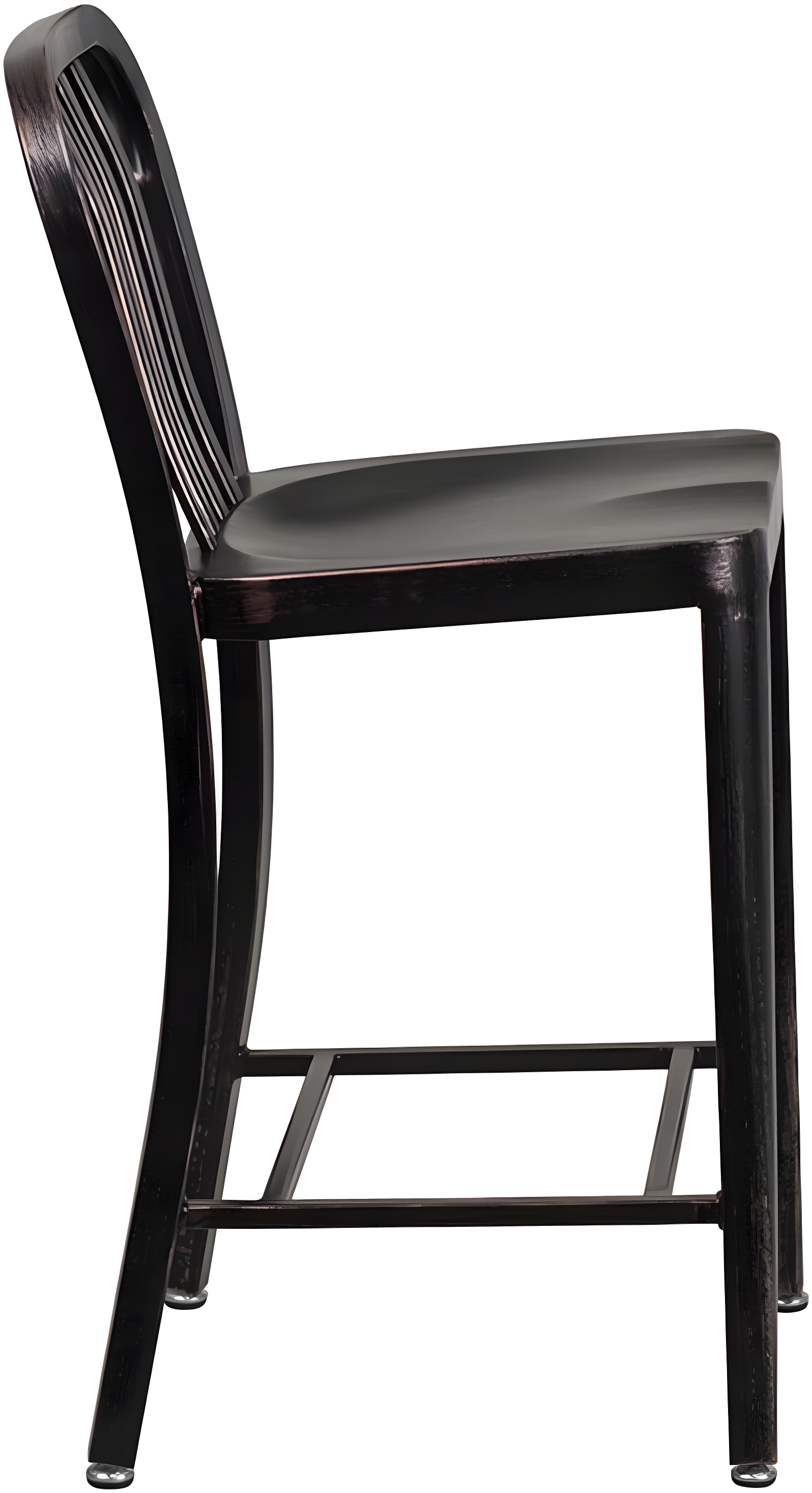 Flash Furniture Commercial Grade 24" High Black-Antique Gold Metal Indoor-Outdoor Counter Height Stool with Vertical Slat Back