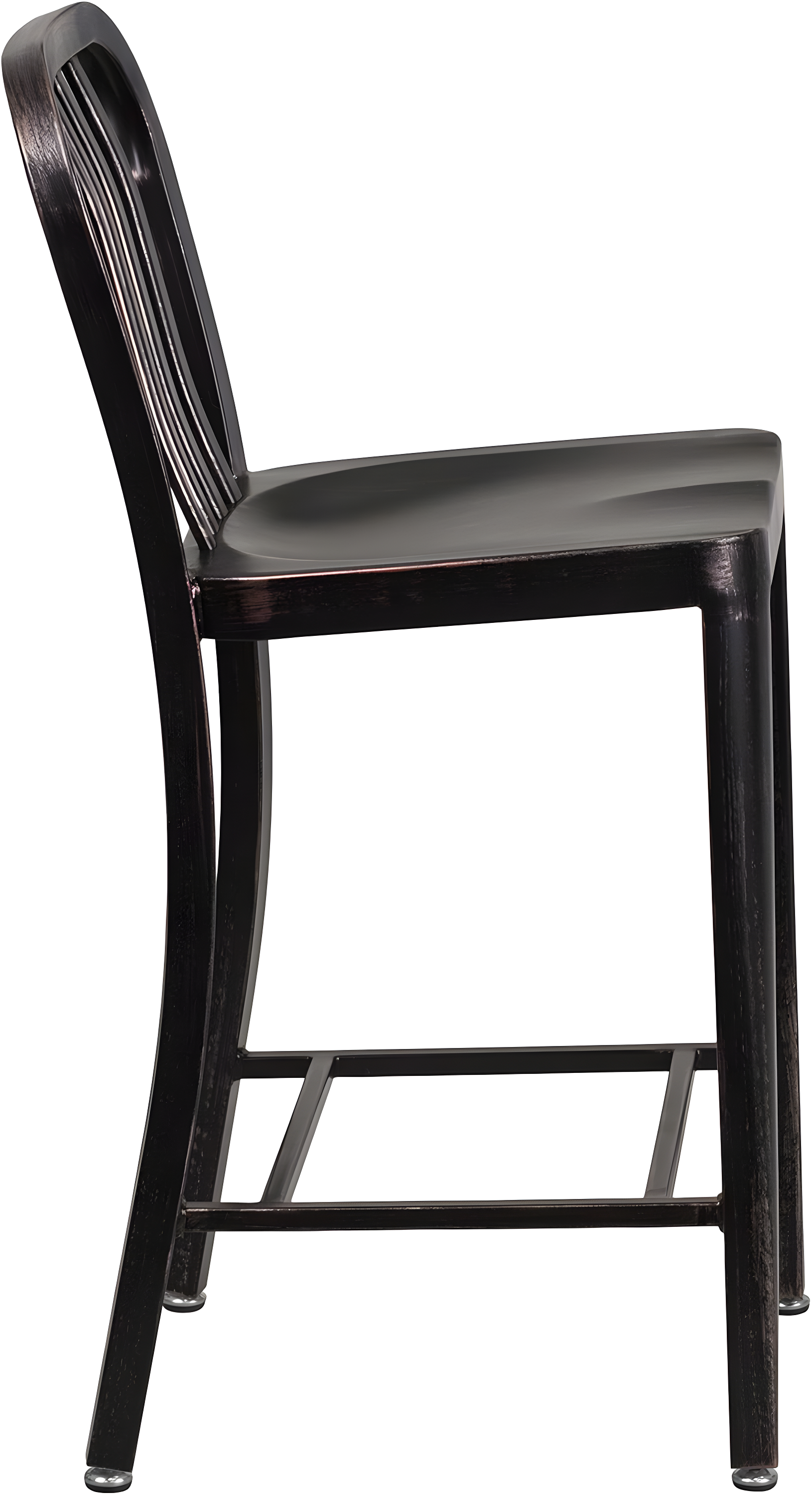 Flash Furniture Commercial Grade 24" High Black-Antique Gold Metal Indoor-Outdoor Counter Height Stool with Vertical Slat Back