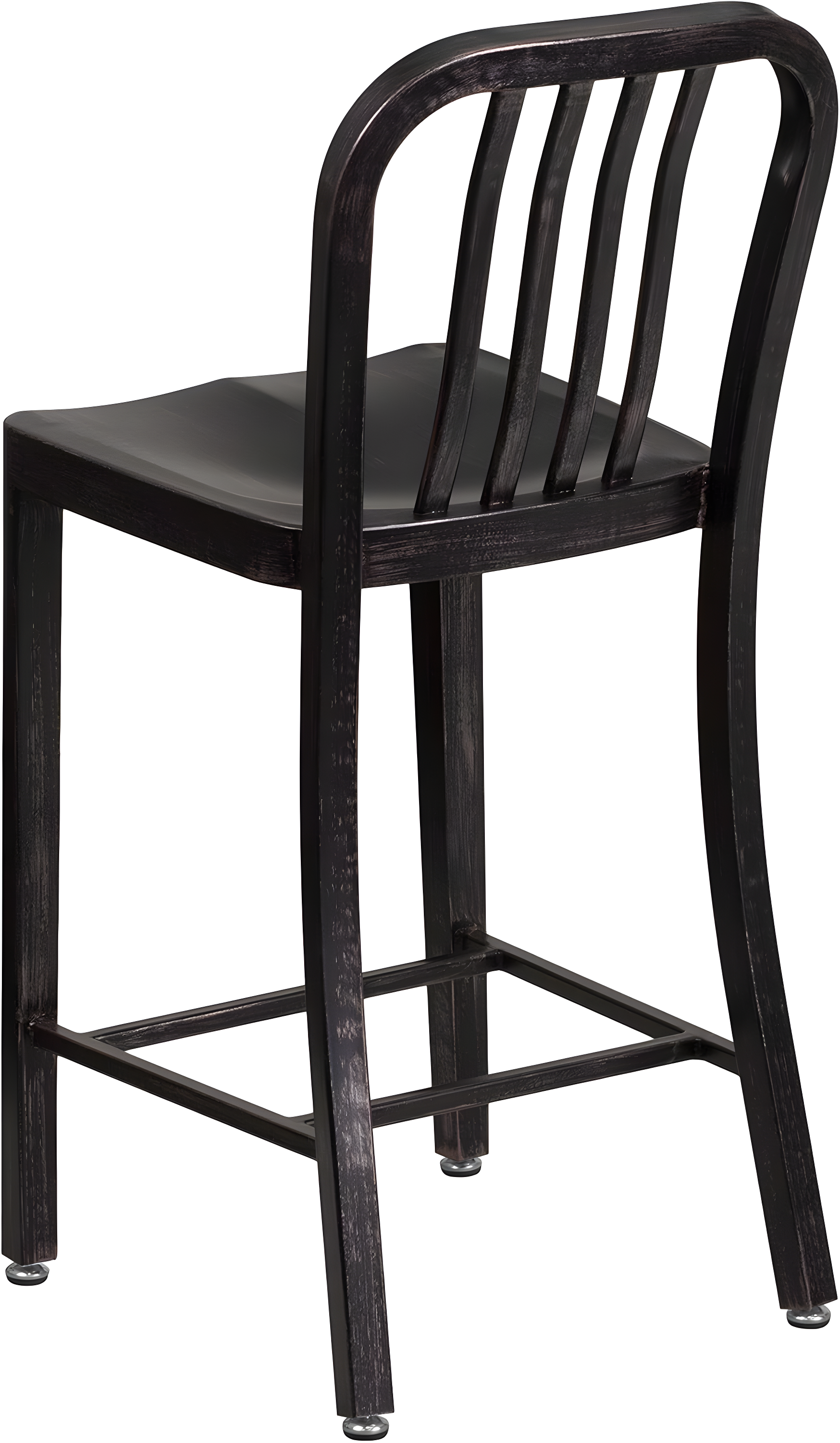 Flash Furniture Commercial Grade 24" High Black-Antique Gold Metal Indoor-Outdoor Counter Height Stool with Vertical Slat Back