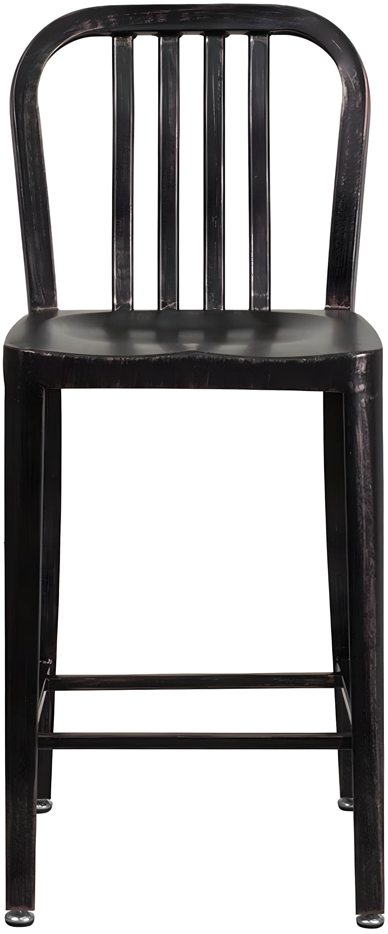 Flash Furniture Commercial Grade 24" High Black-Antique Gold Metal Indoor-Outdoor Counter Height Stool with Vertical Slat Back
