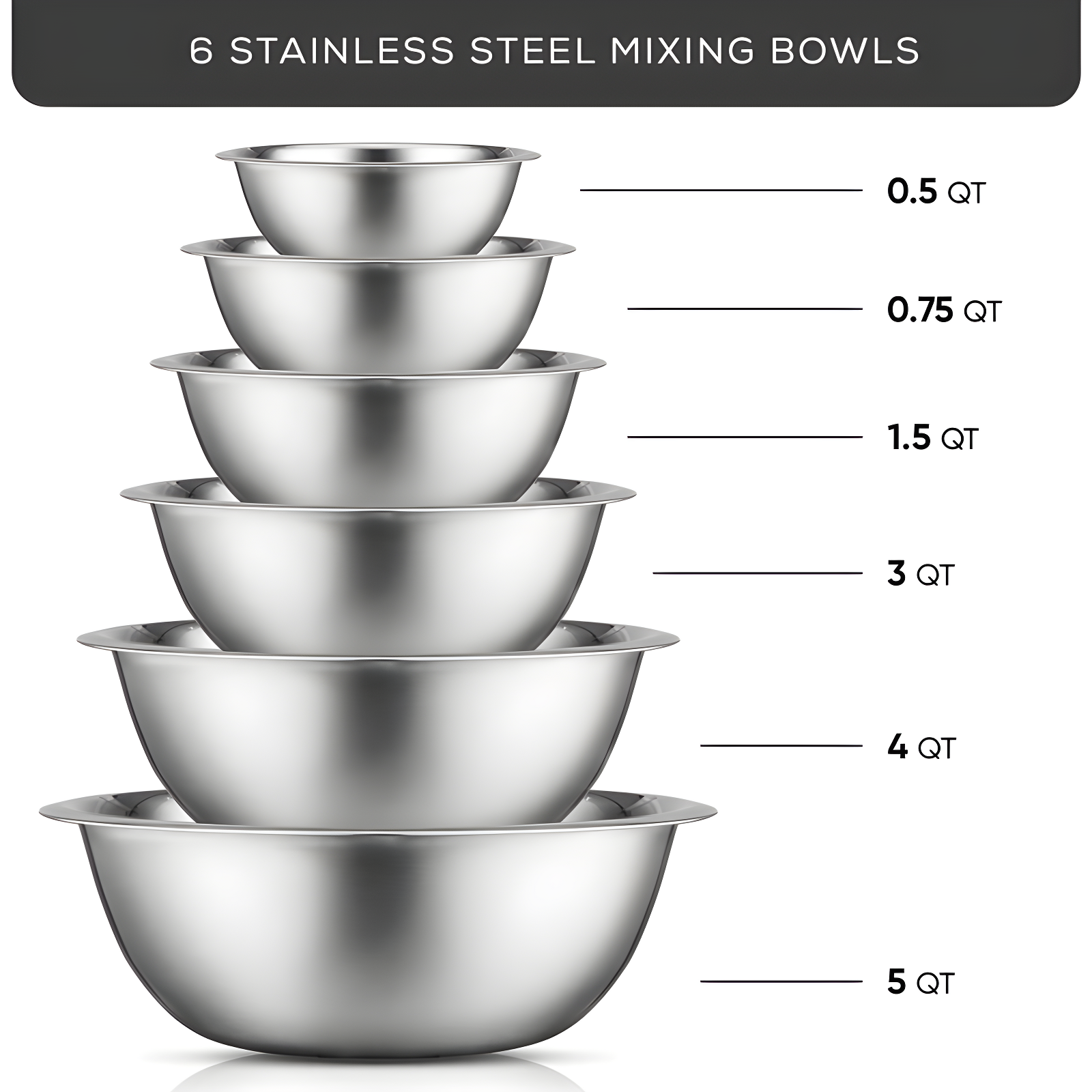 JoyJolt Joyjolt Stainless Steel Mixing Bowl, Set Of 6