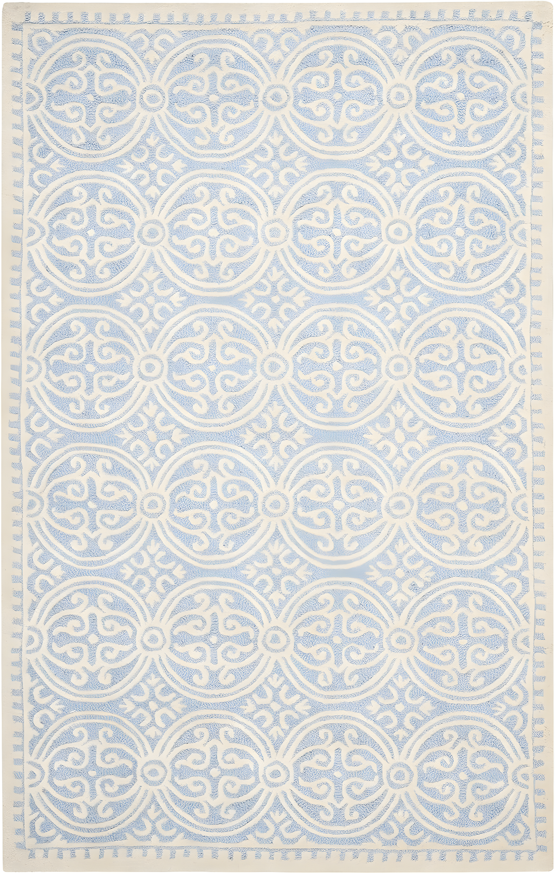 SAFAVIEH Cambridge Leslie Geometric Wool Area Rug, Light Blue/Ivory, 4' x 6'