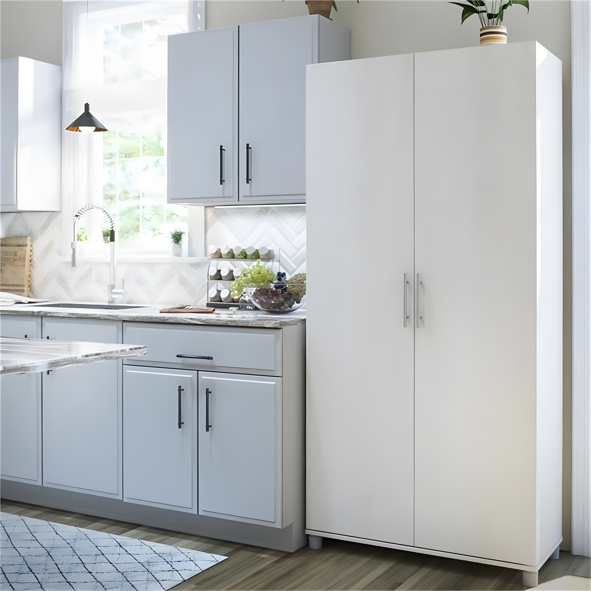Systembuild Camberly 36" Utility Storage Cabinet, Ivory Oak