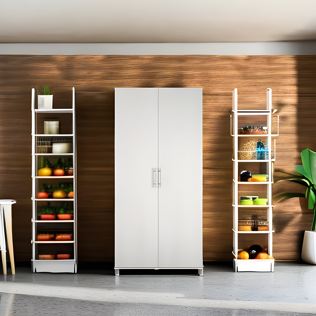 Systembuild Camberly 36" Utility Storage Cabinet, Ivory Oak