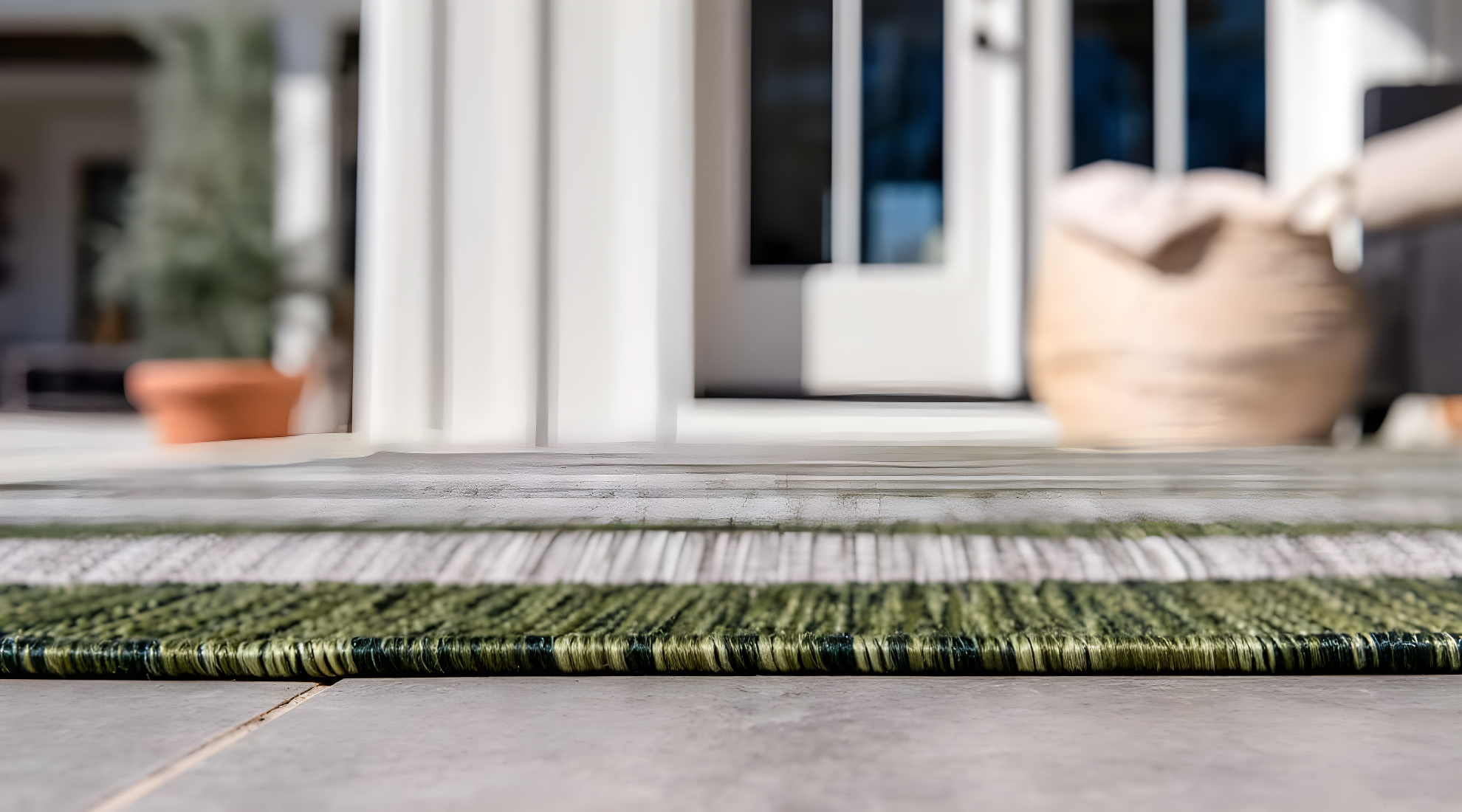 Unique Loom Outdoor Striped Collection Area Rug - Distressed Stripe (5' 1" x 8' Rectangle Green/Gray)
