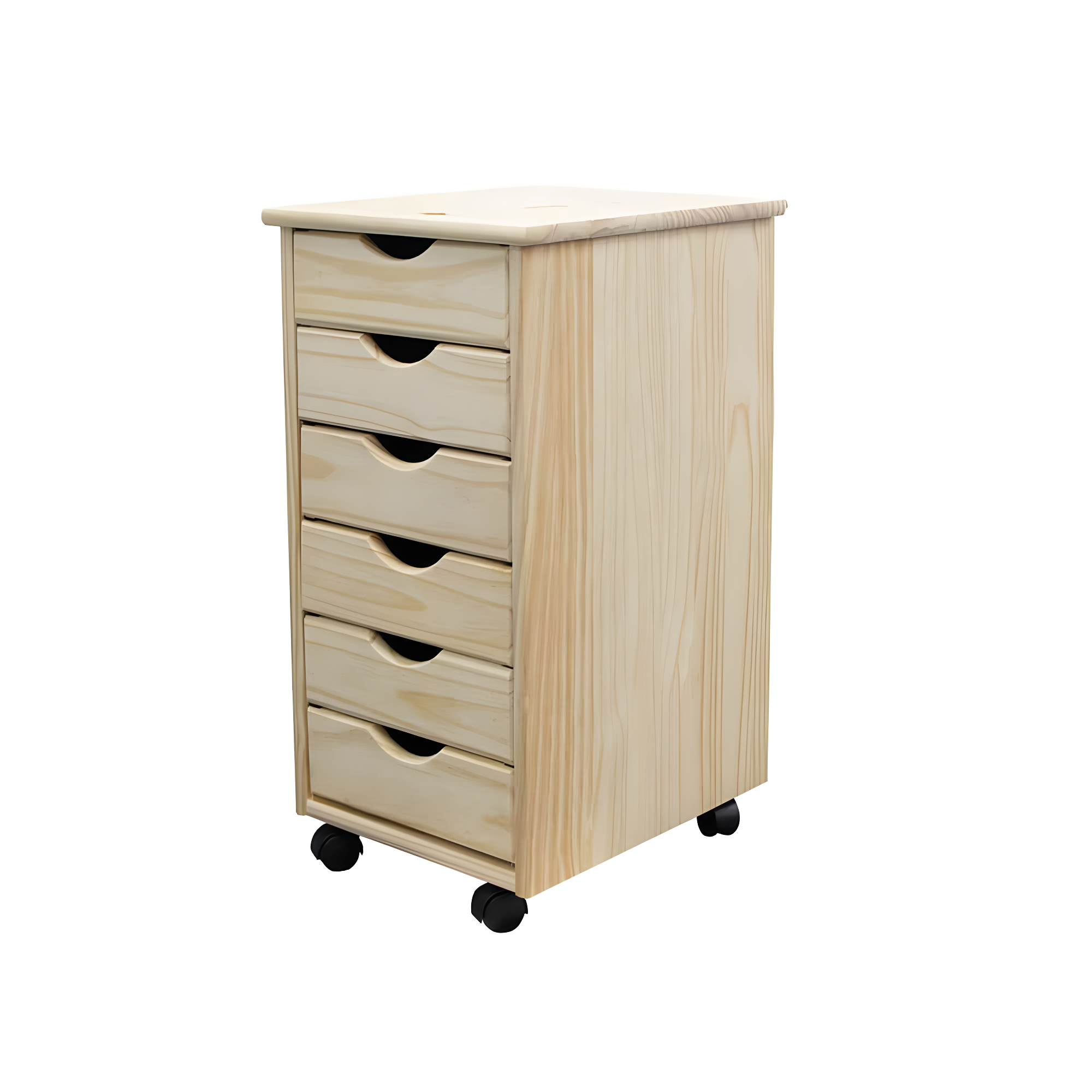 Adeptus Original Roll Cart, Solid Wood, 6 Drawer Roll Cart, Unfinished