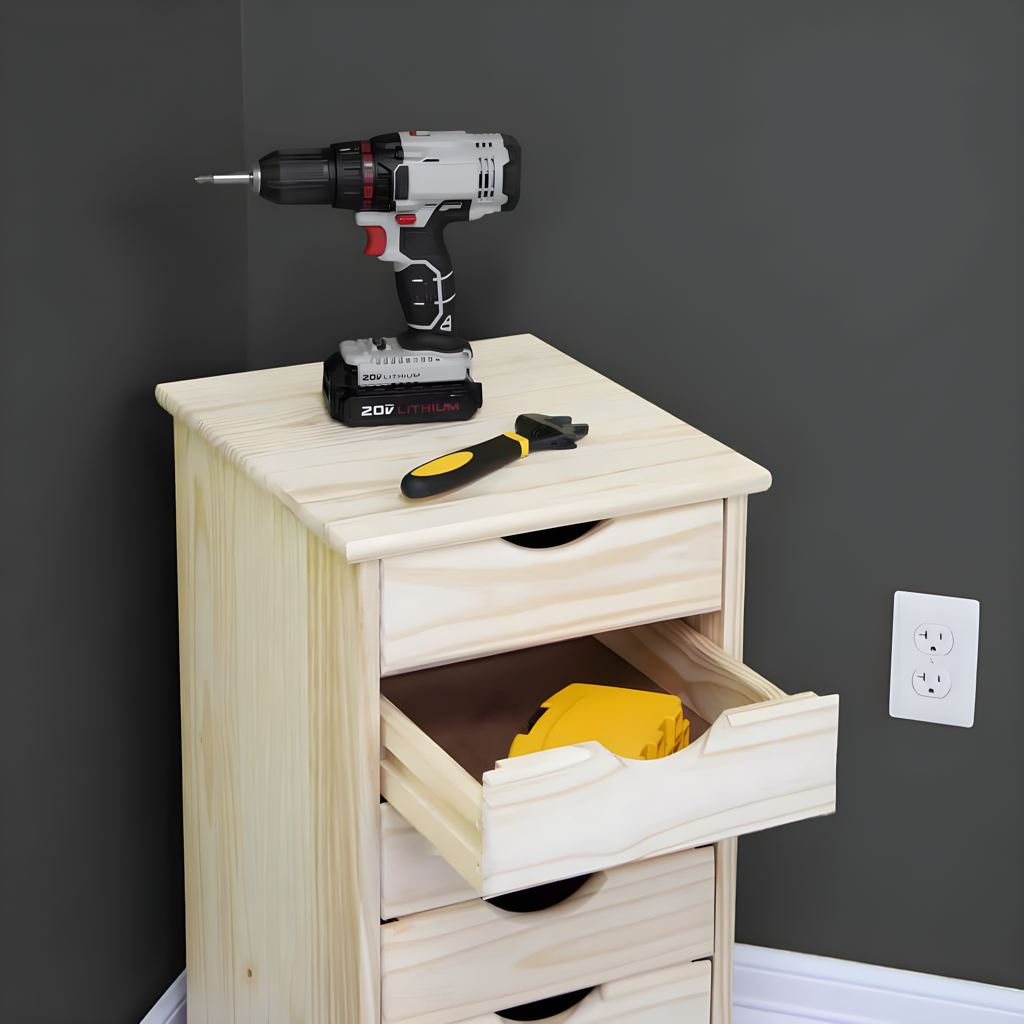 Adeptus Original Roll Cart, Solid Wood, 6 Drawer Roll Cart, Unfinished