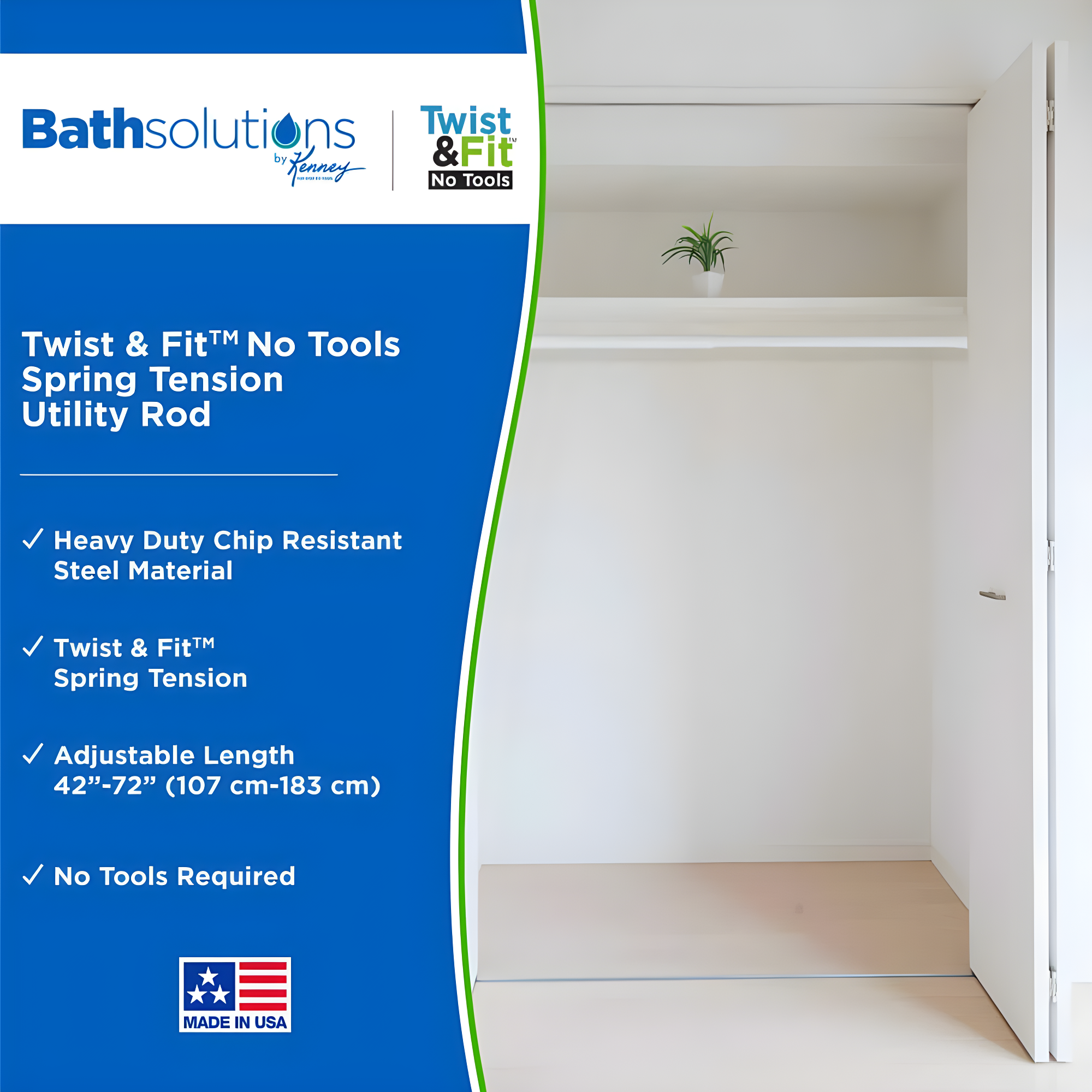 72'' Straight Tension Shower Curtain Rod