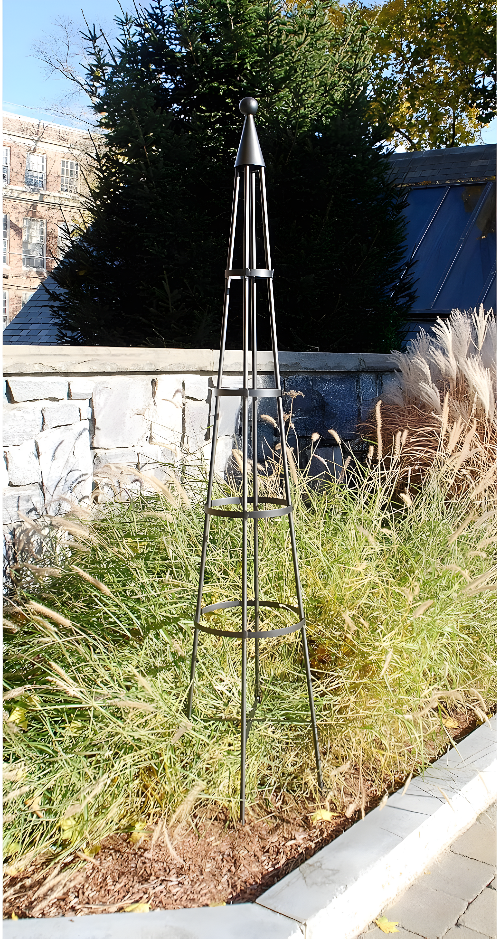 60" Tall Iron Obelisk Garden Trellis Graphite Powder Coat Finish - Achla Designs