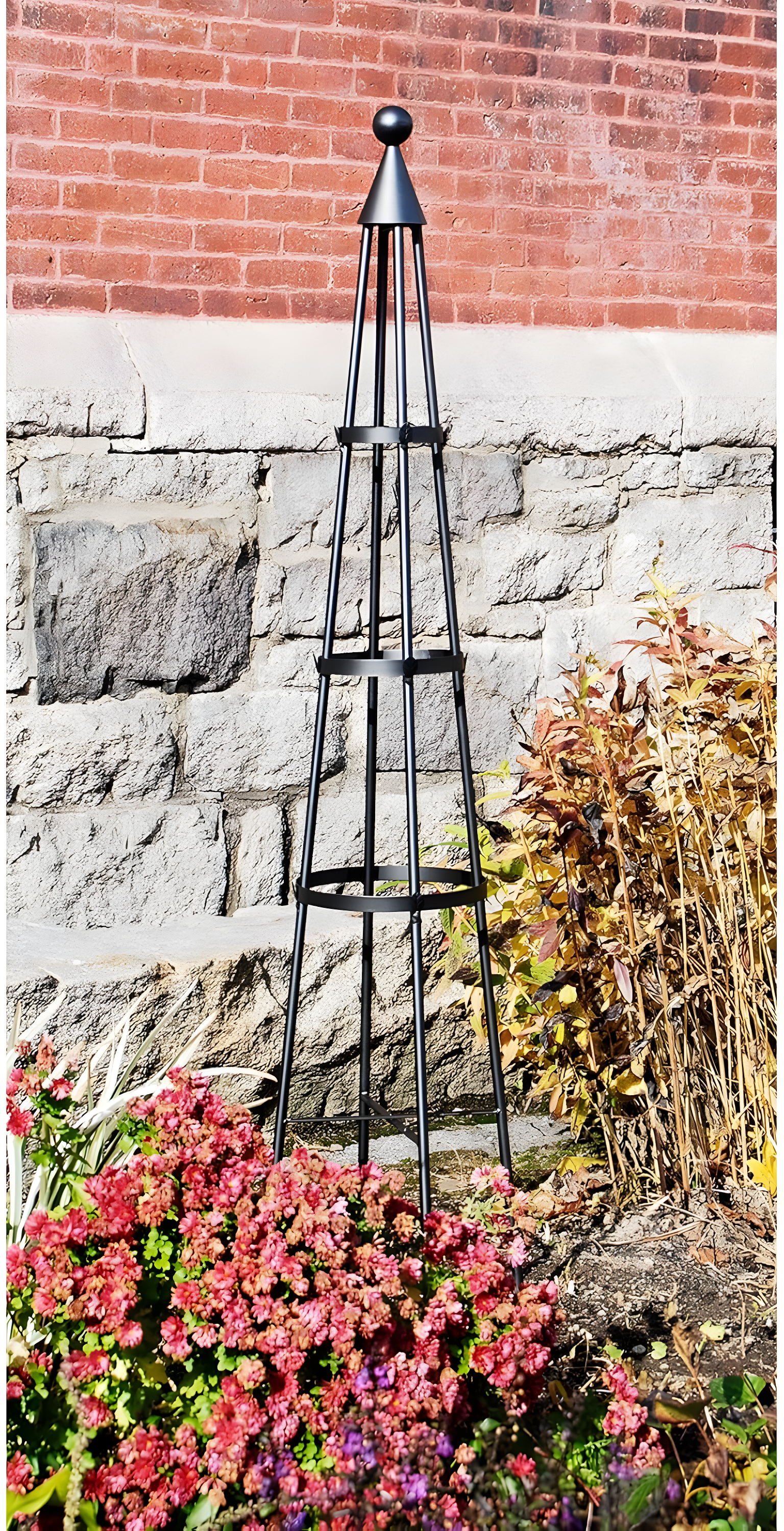 60" Tall Iron Obelisk Garden Trellis Graphite Powder Coat Finish - Achla Designs