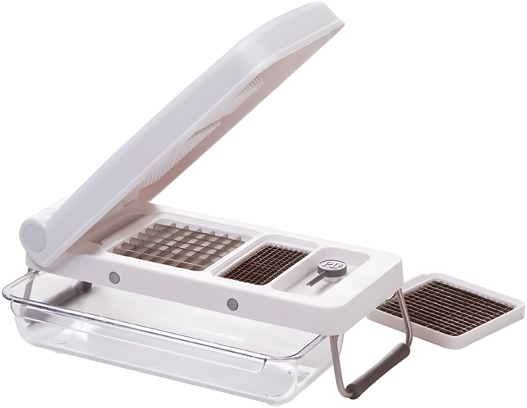 PL8 Professional Chopper White: Stainless Steel Manual Food Chopper, 3 Blades, Dishwasher-Safe, Progressive Veggie Tool